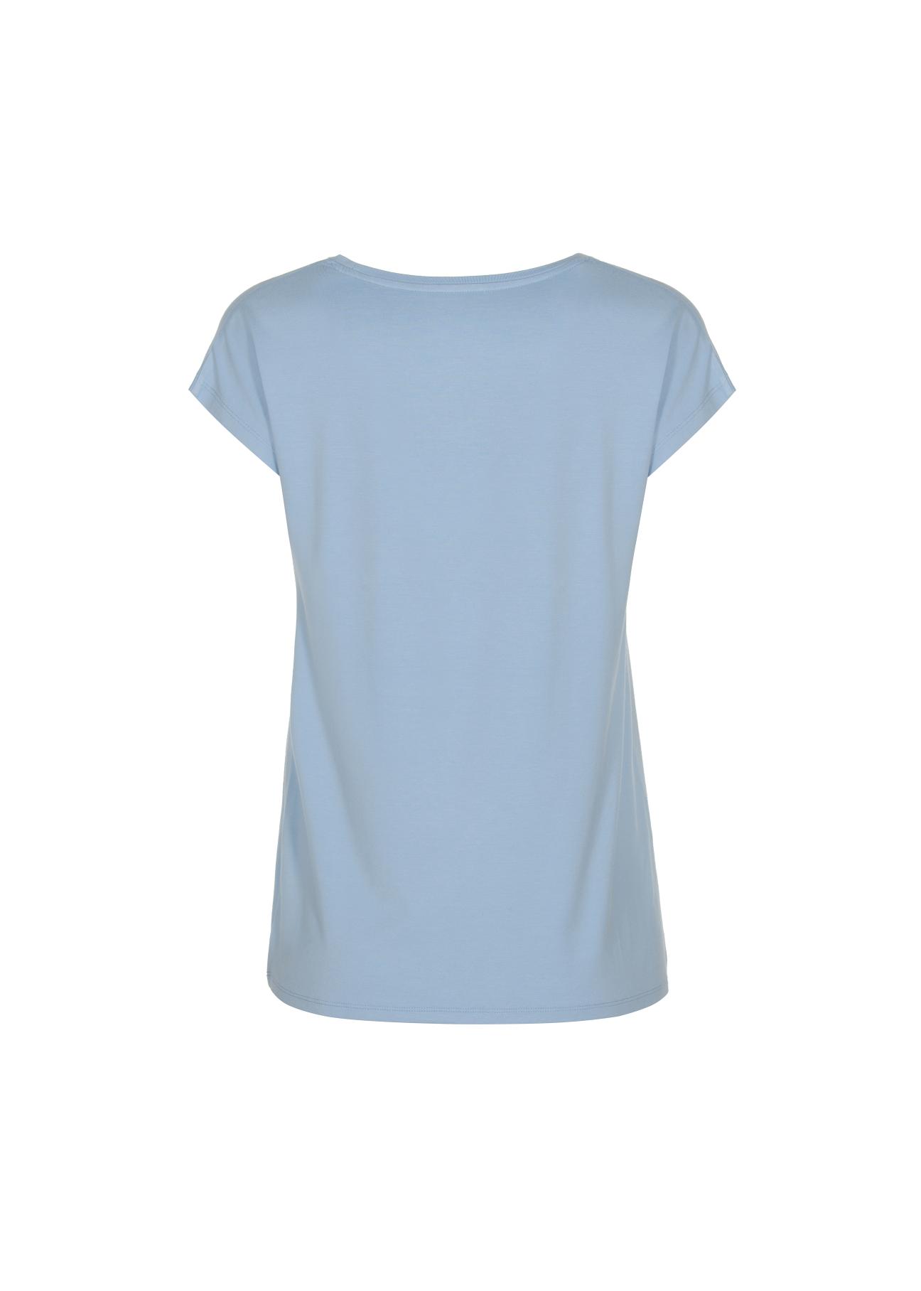Jasnoniebieski T-shirt damski z aplikacją TSHDT-0066-62(W22)