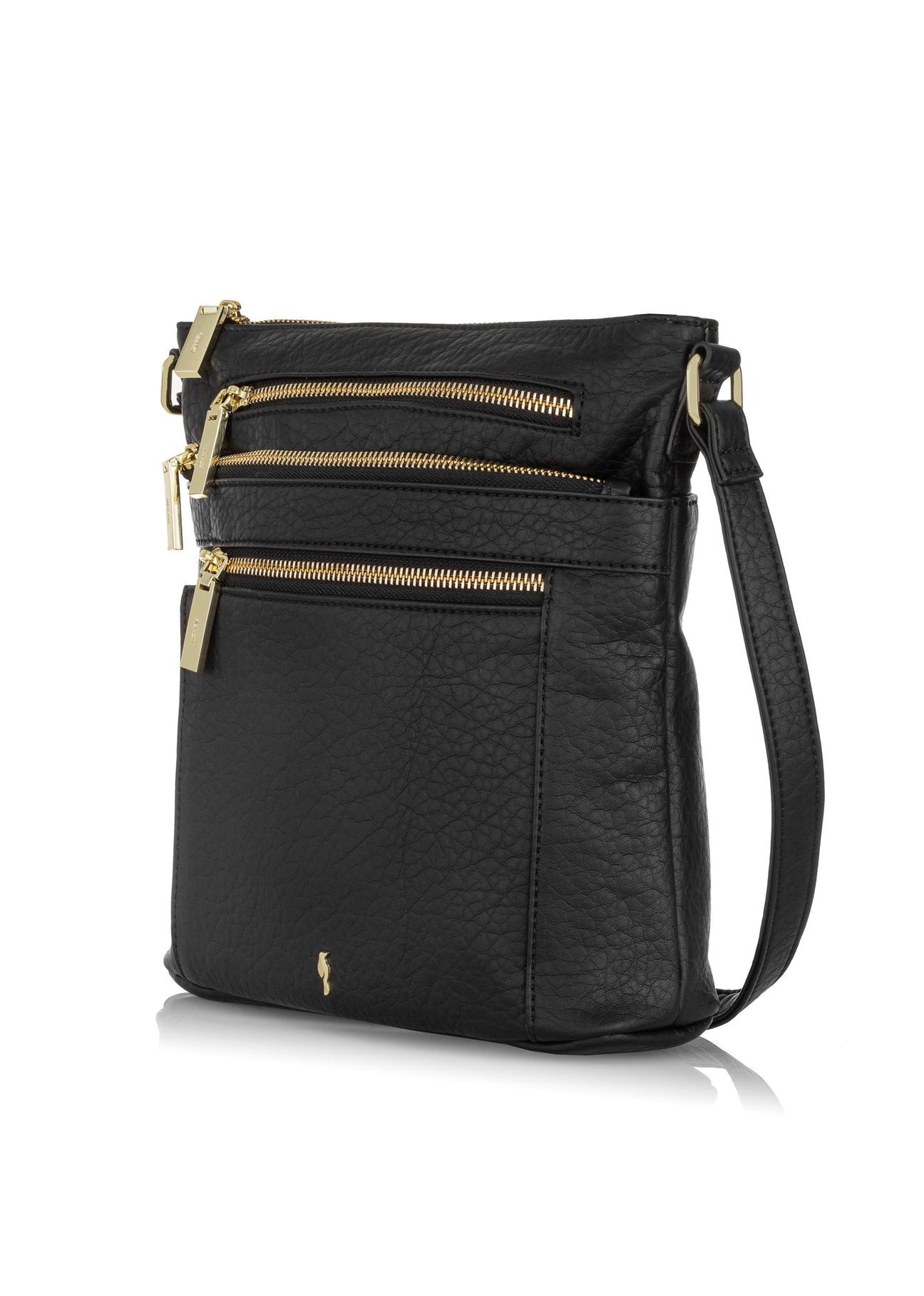 Black women's bag with zippers TOREC-0847A-99(Z24)