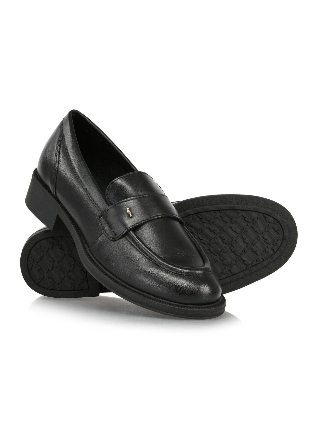 Black leather women's loafers BUTYD-1117-99(Z24)-05