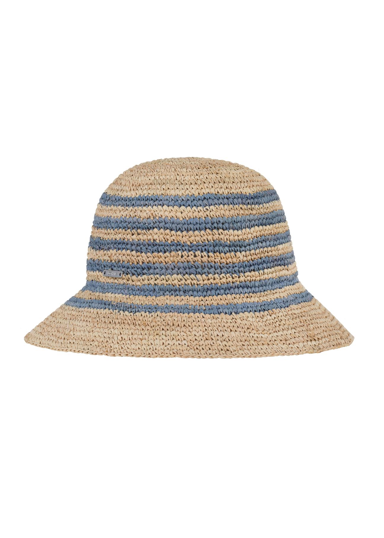 Słomkowy kapelusz damski w niebieskie paski KAPDT-0036-25(W24)