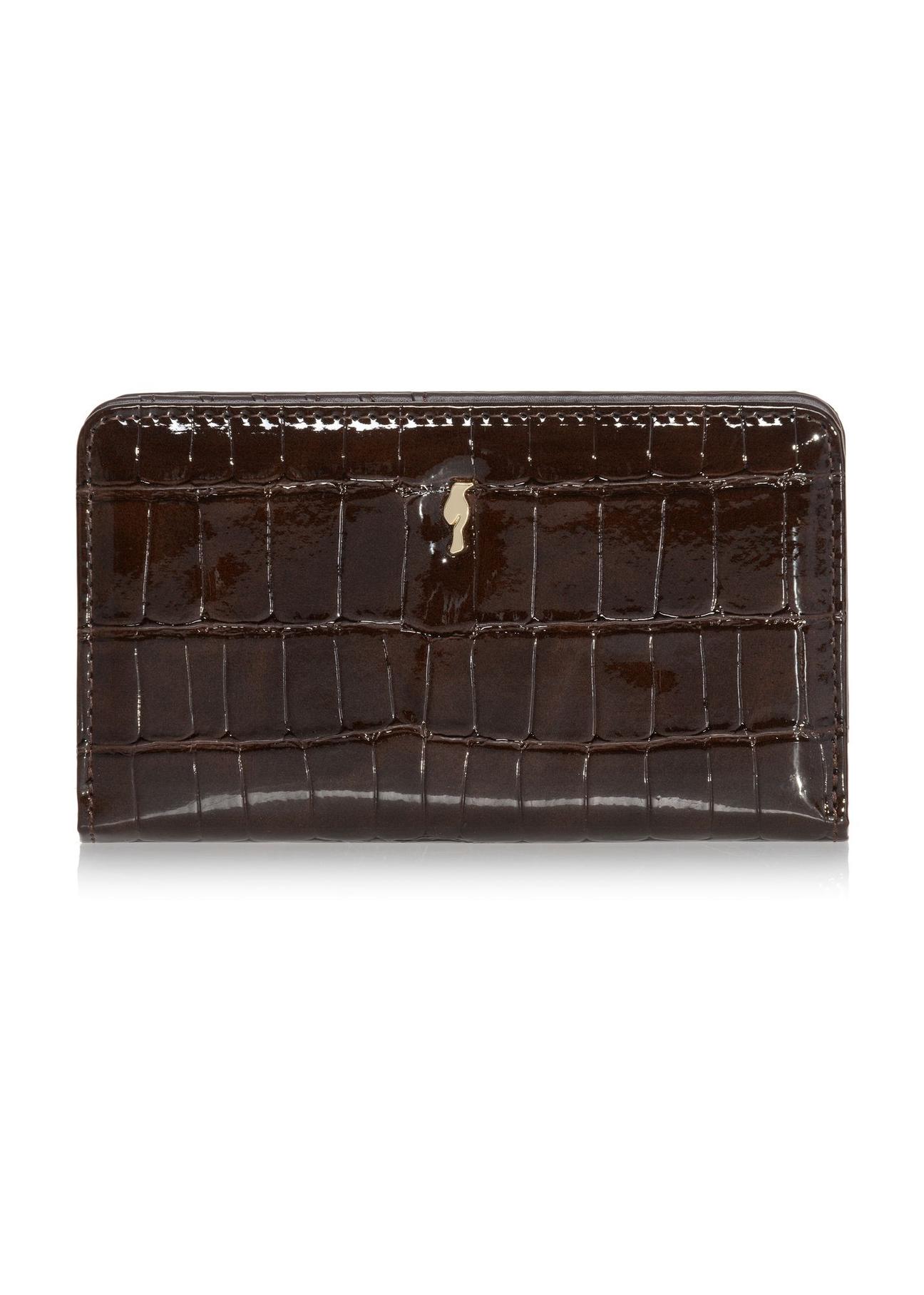 Brązowy portfel damski croco POREC-0353-90(Z23)