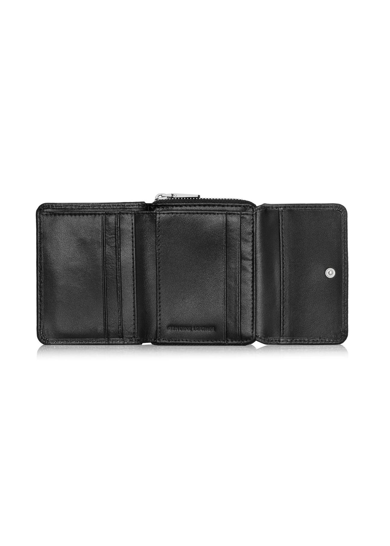 Small black leather women's wallet PORES-0802P-99(Z24)-07