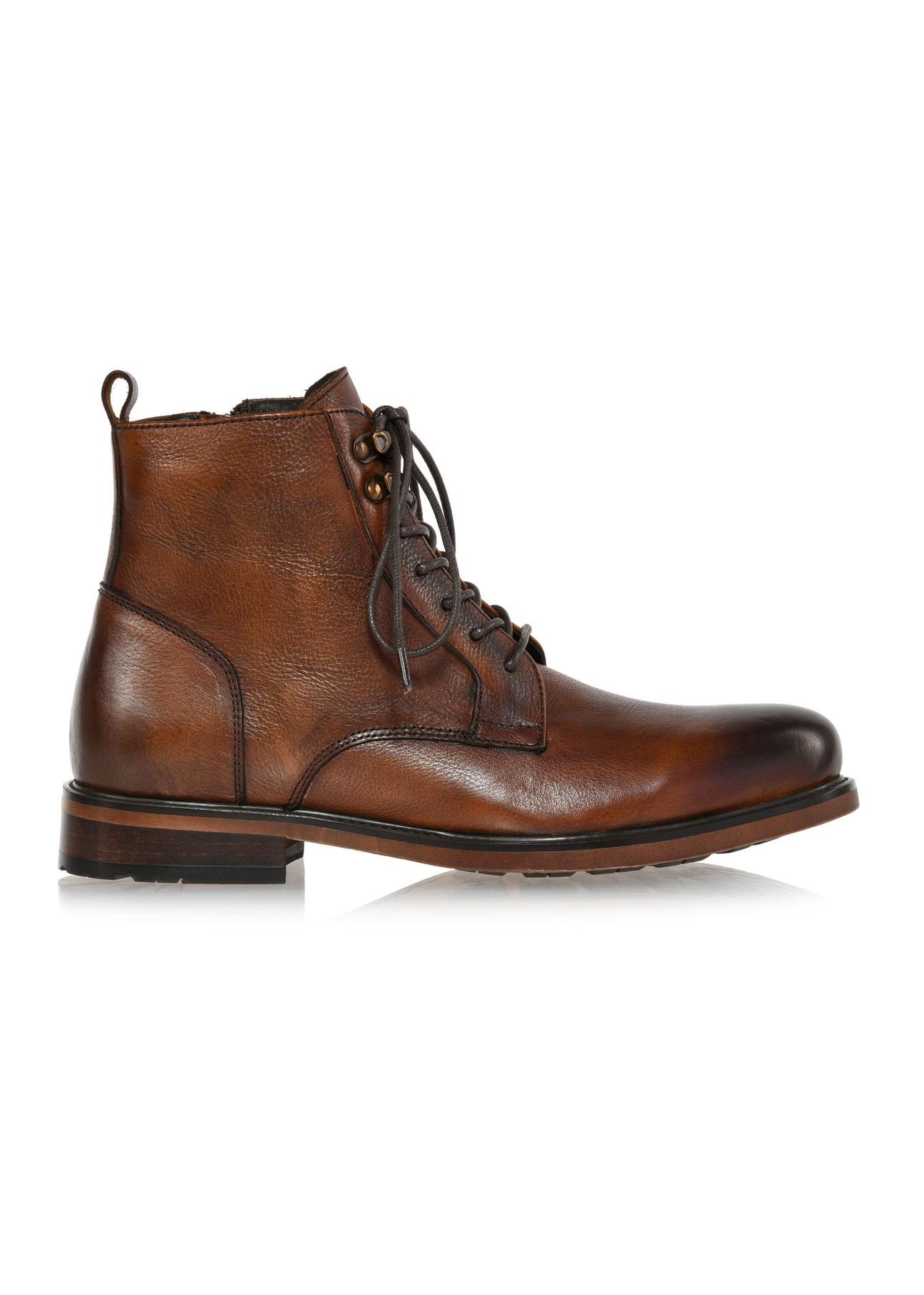 Brown leather men's boots BUTYM-0469-89(Z24)-03