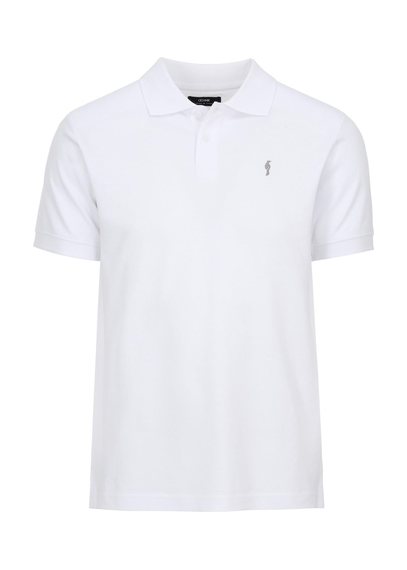 Biała koszulka polo basic męska POLMT-0065-11(W24)