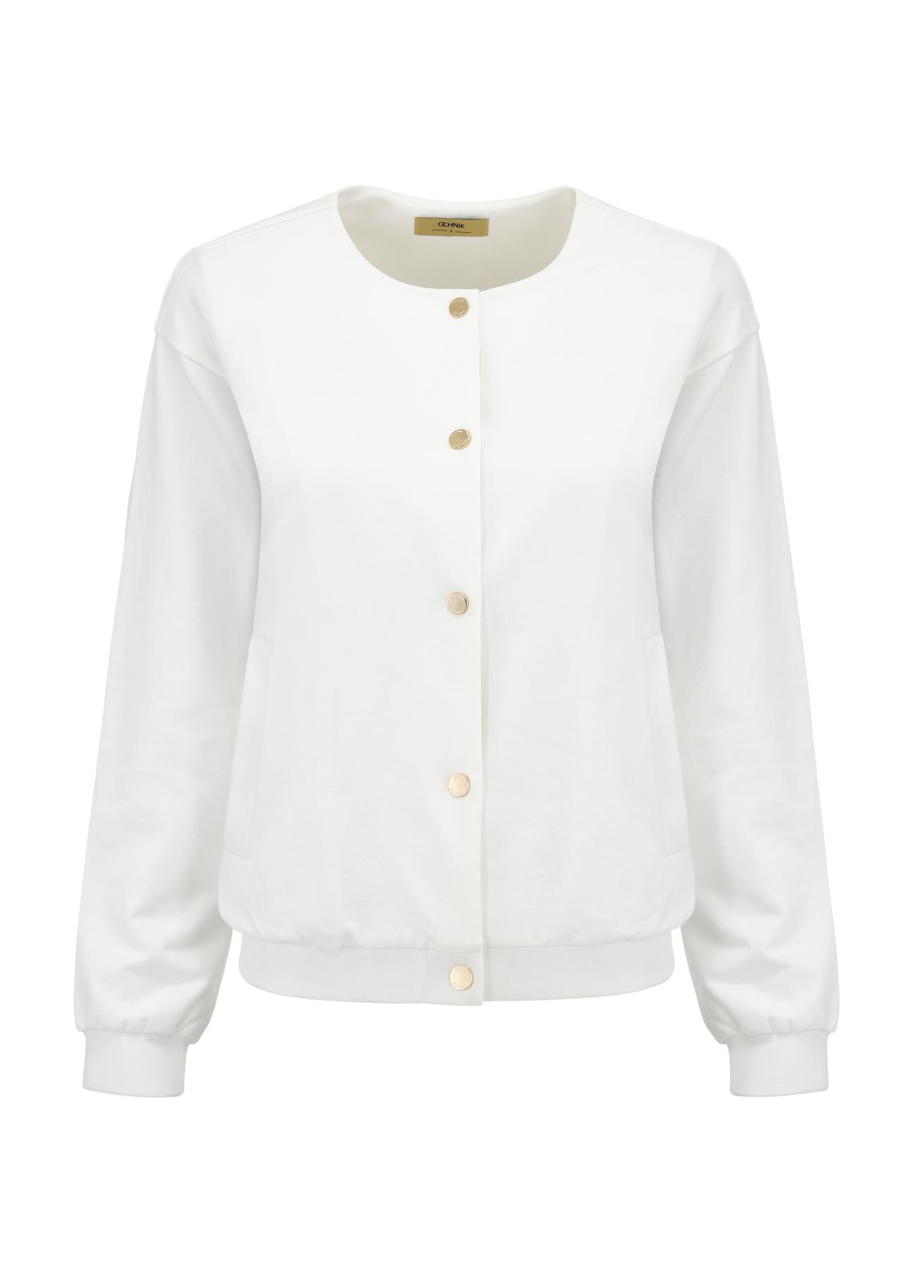 Kremowa zapinana bluza damska bez kaptura BLZDT-0096-12(W24)