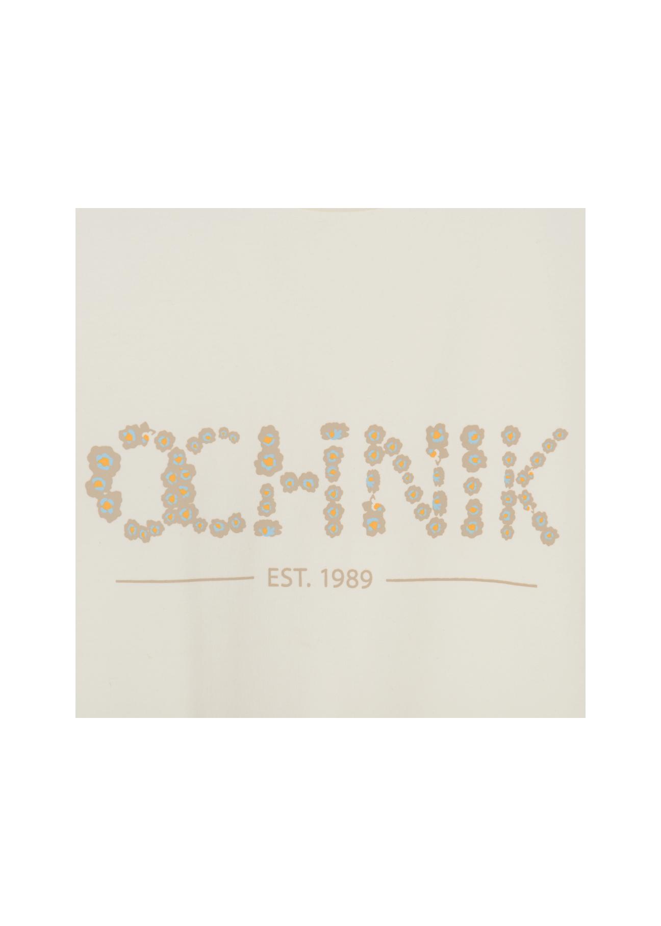 Mleczny T-shirt damski z logo OCHNIK TSHDT-0091-12(W22)