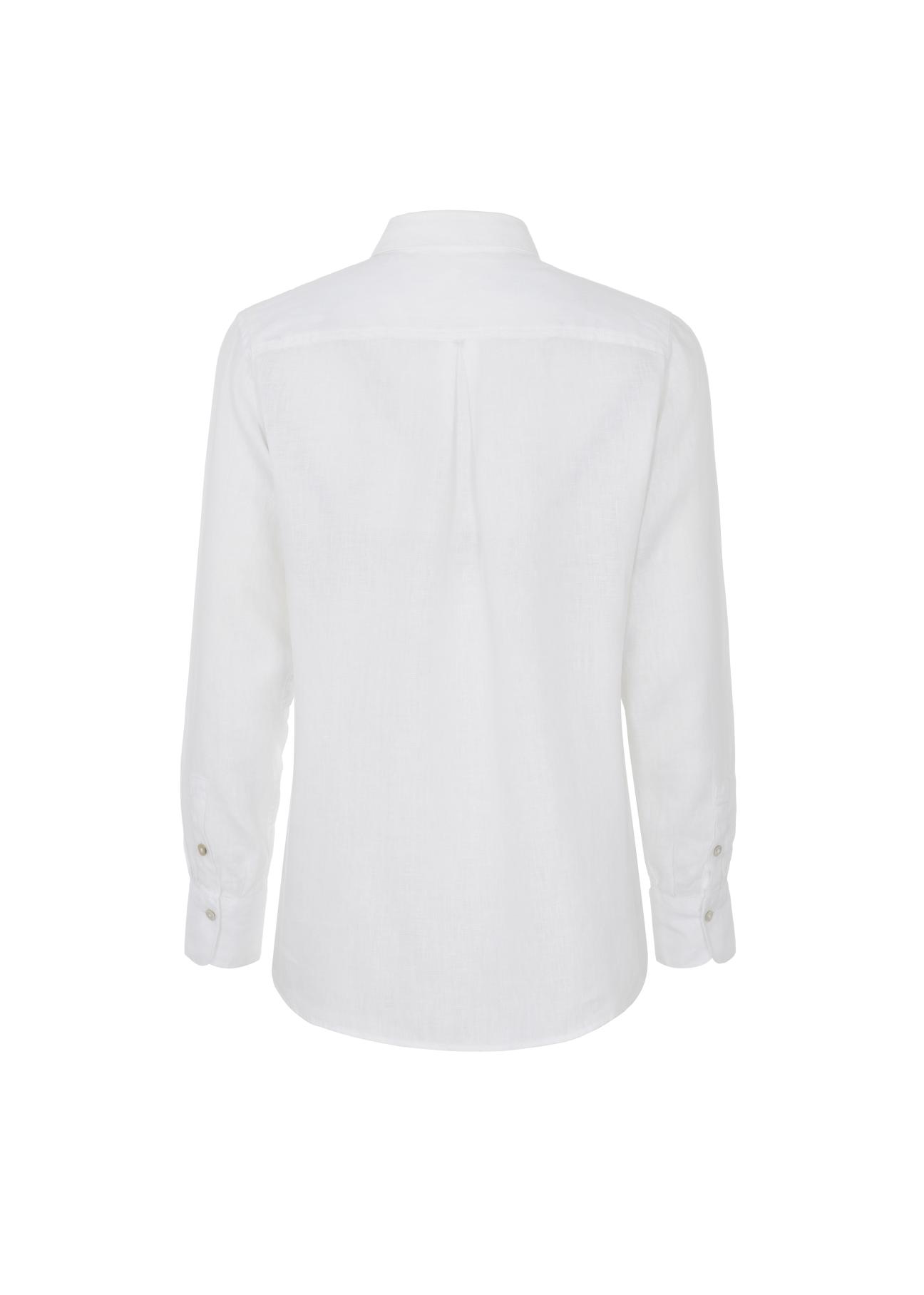 Lniana biała koszula damska KOSDT-0091-11(W22)-04