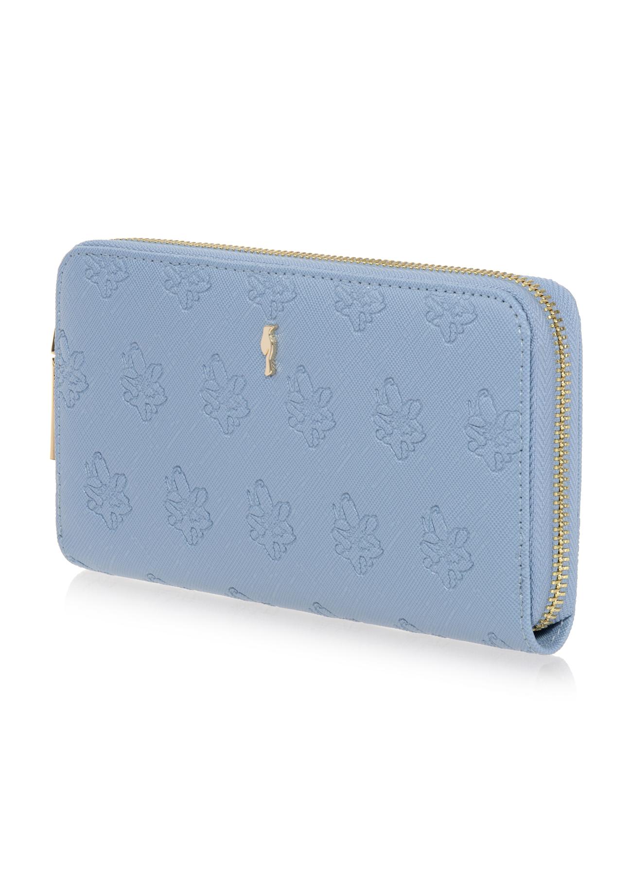 Duży błękitny portfel damski z tłoczeniem POREC-0329-61(W23)