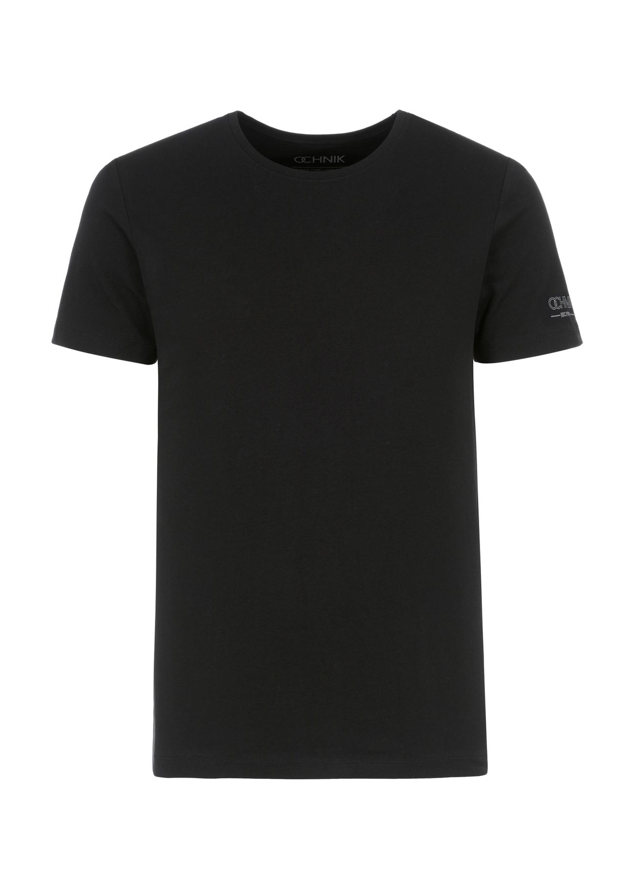 Czarny basic T-shirt męski  z logo TSHMT-0091-99(KS)