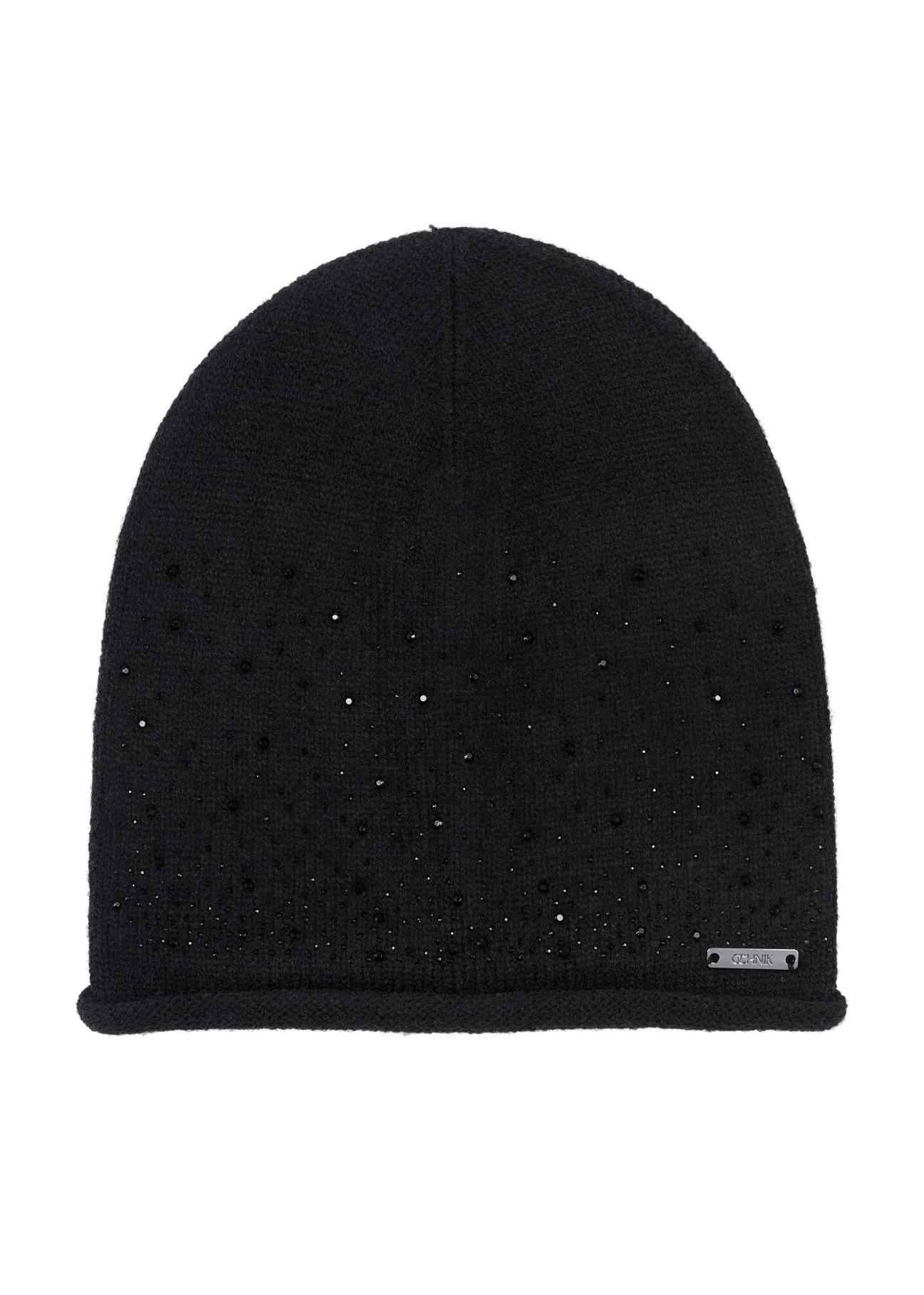 Czarna czapka zimowa damska CZADT-0168-99(Z23)