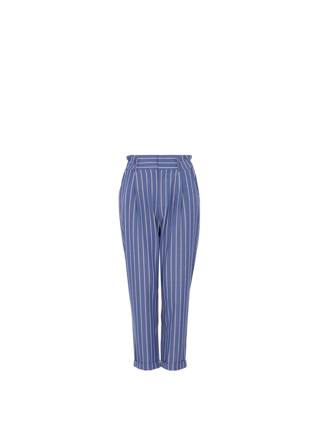 Niebieskie spodnie w paski damskie  SPODT-0041-61(W20)