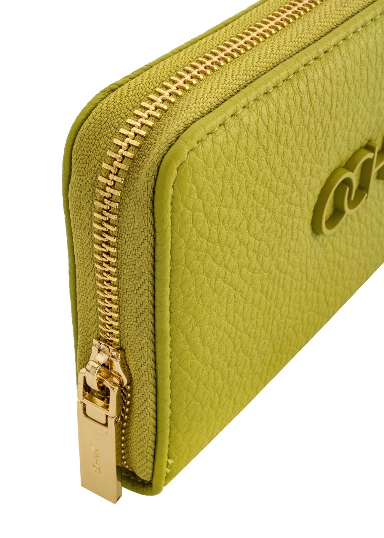 Duży limonkowy portfel damski z logo POREC-0377-84(W24)