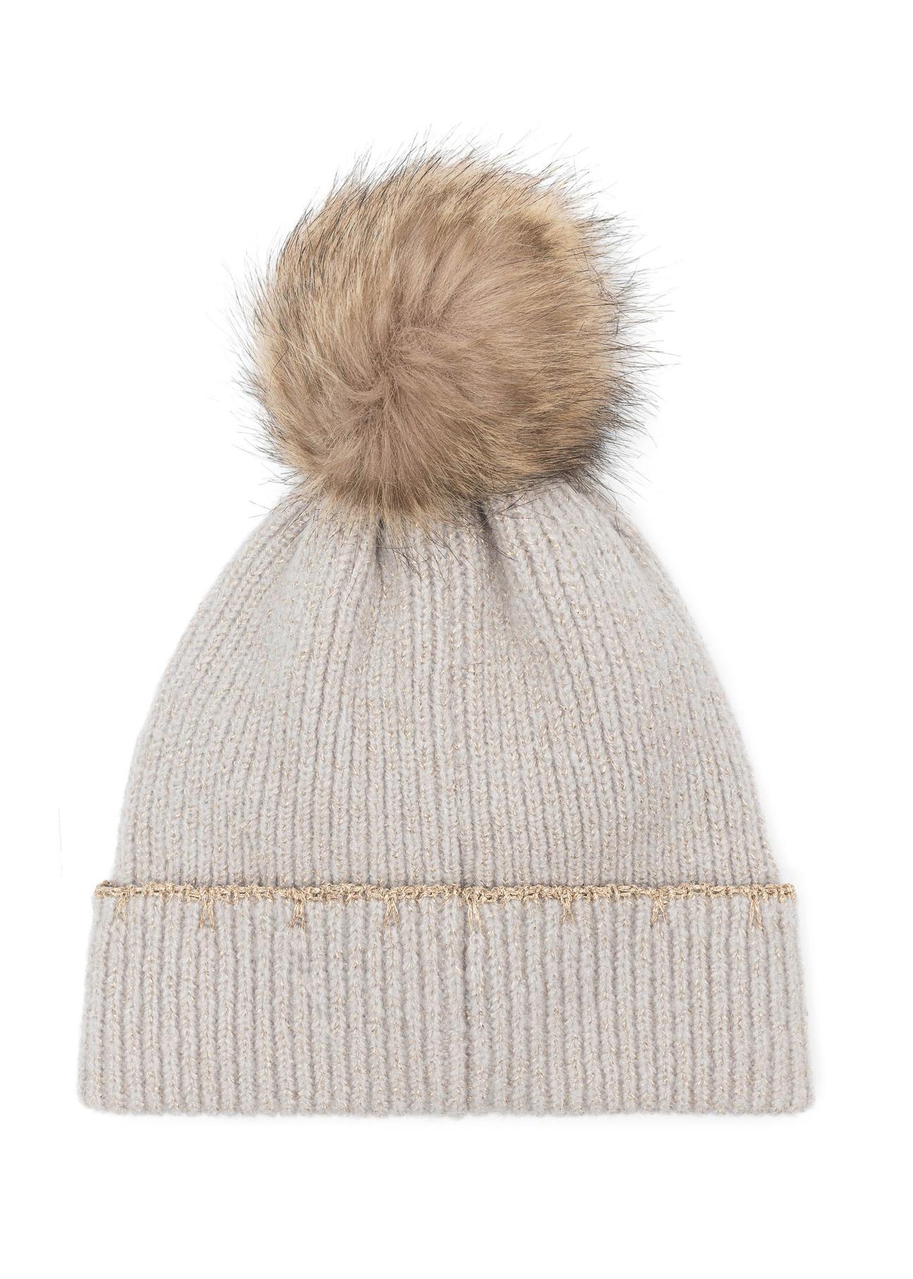 Light gray women's winter hat CZADT-0200-91(Z24)-02