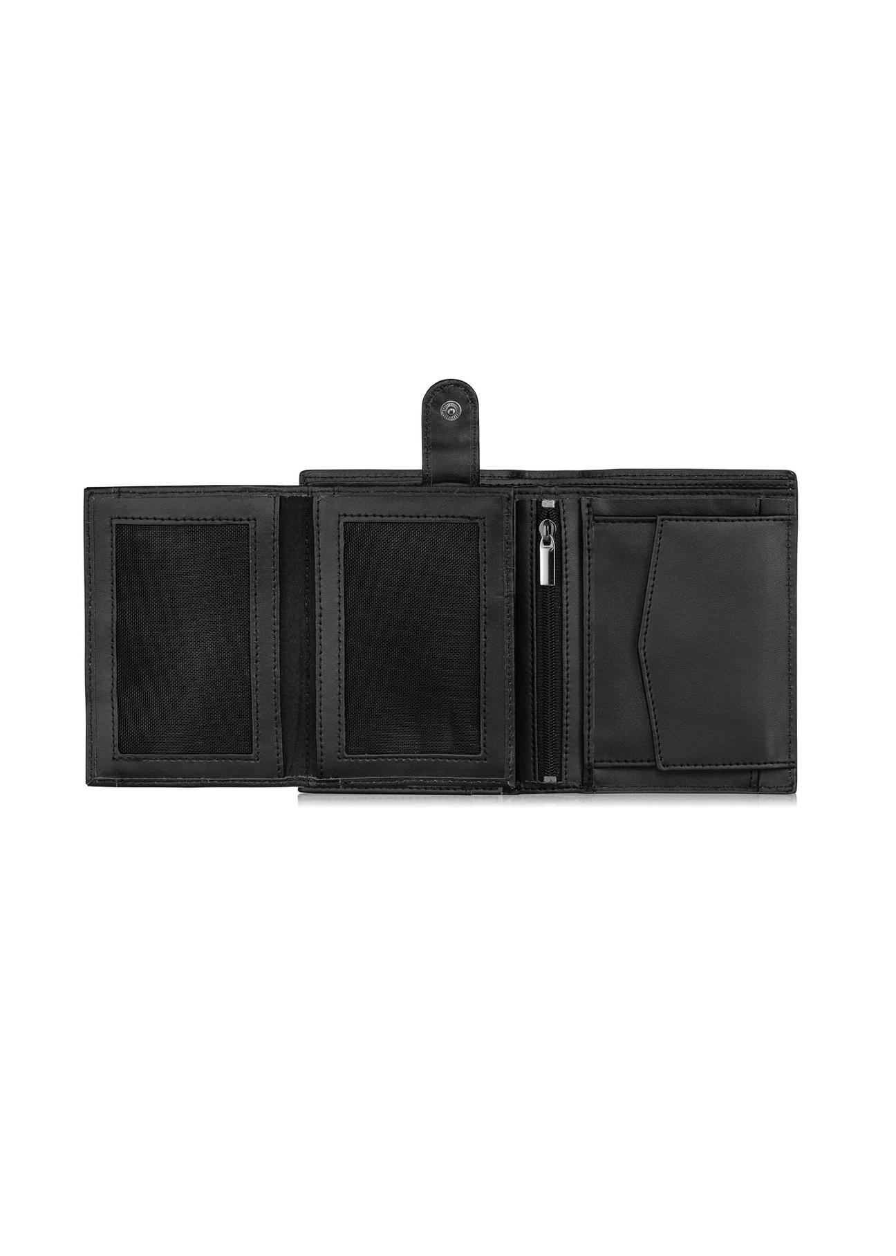Skórzany czarny portfel męski z monogramem PORMS-0600-98(Z23)
