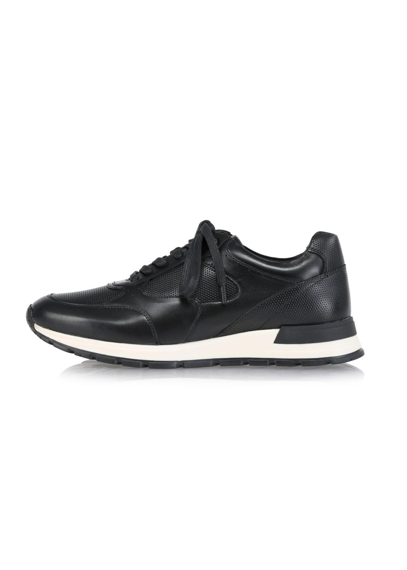 Black leather men's sneakers BUTYM-0480-99(Z24)