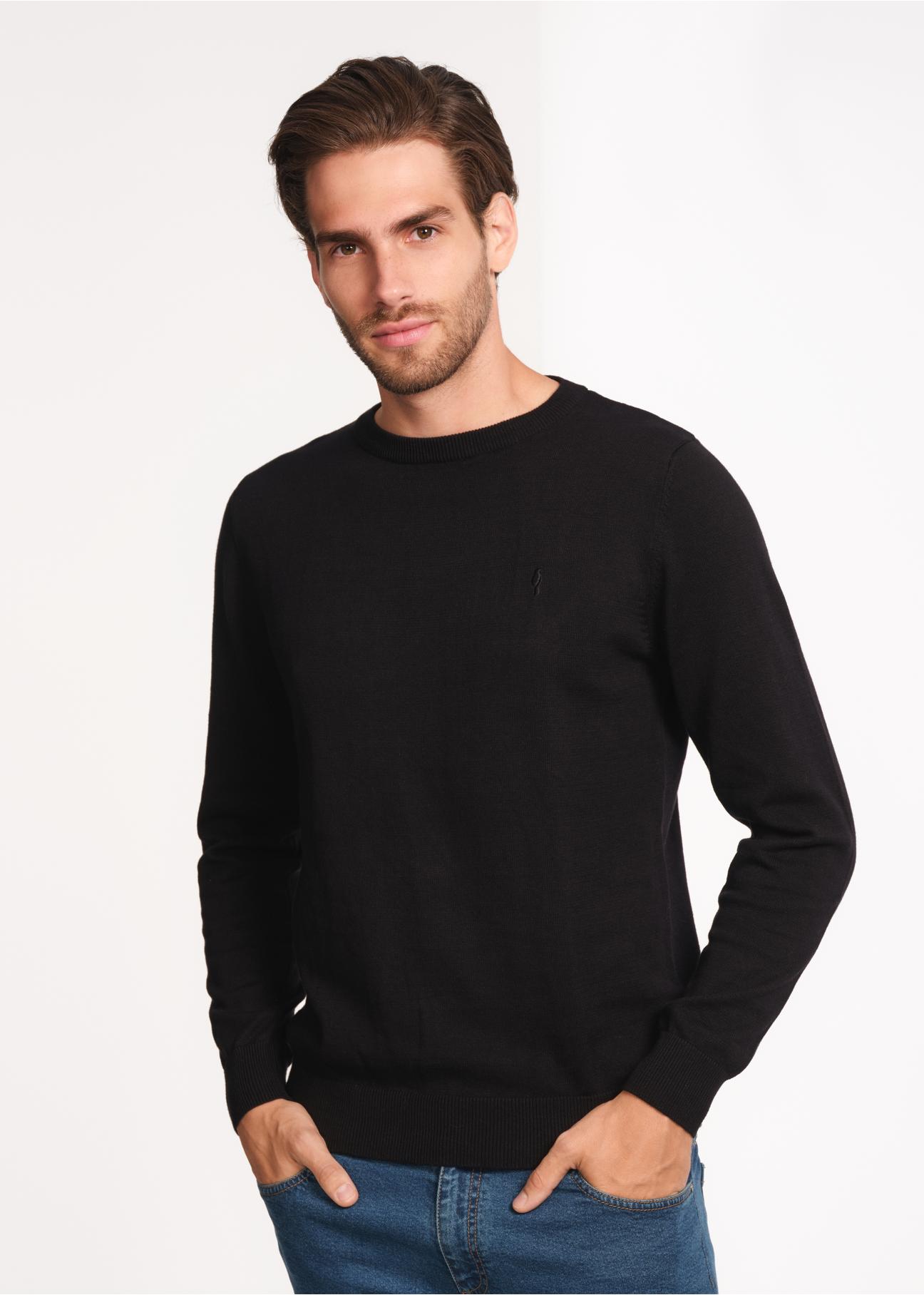 Czarny sweter męski basic SWEMT-0114-99(Z23)