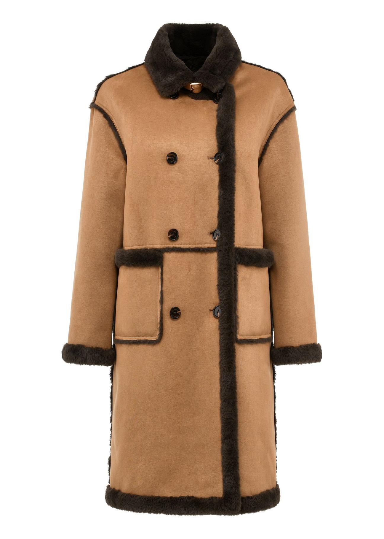 Long women's sheepskin coat in camel color KOZDP-0011-24(Z24)-04