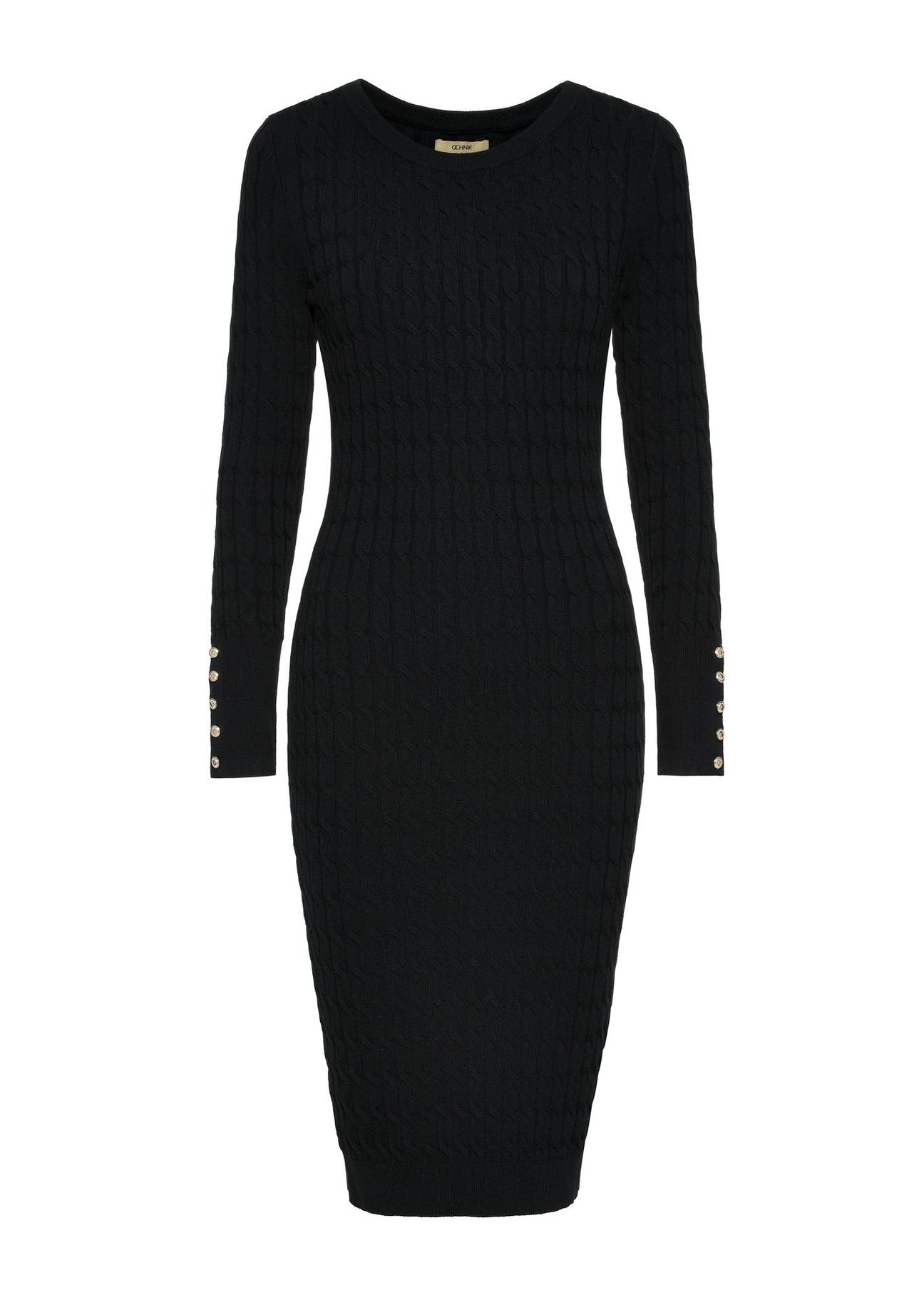 Black midi dress with cable weave SUKDT-0202-99(Z24)-04