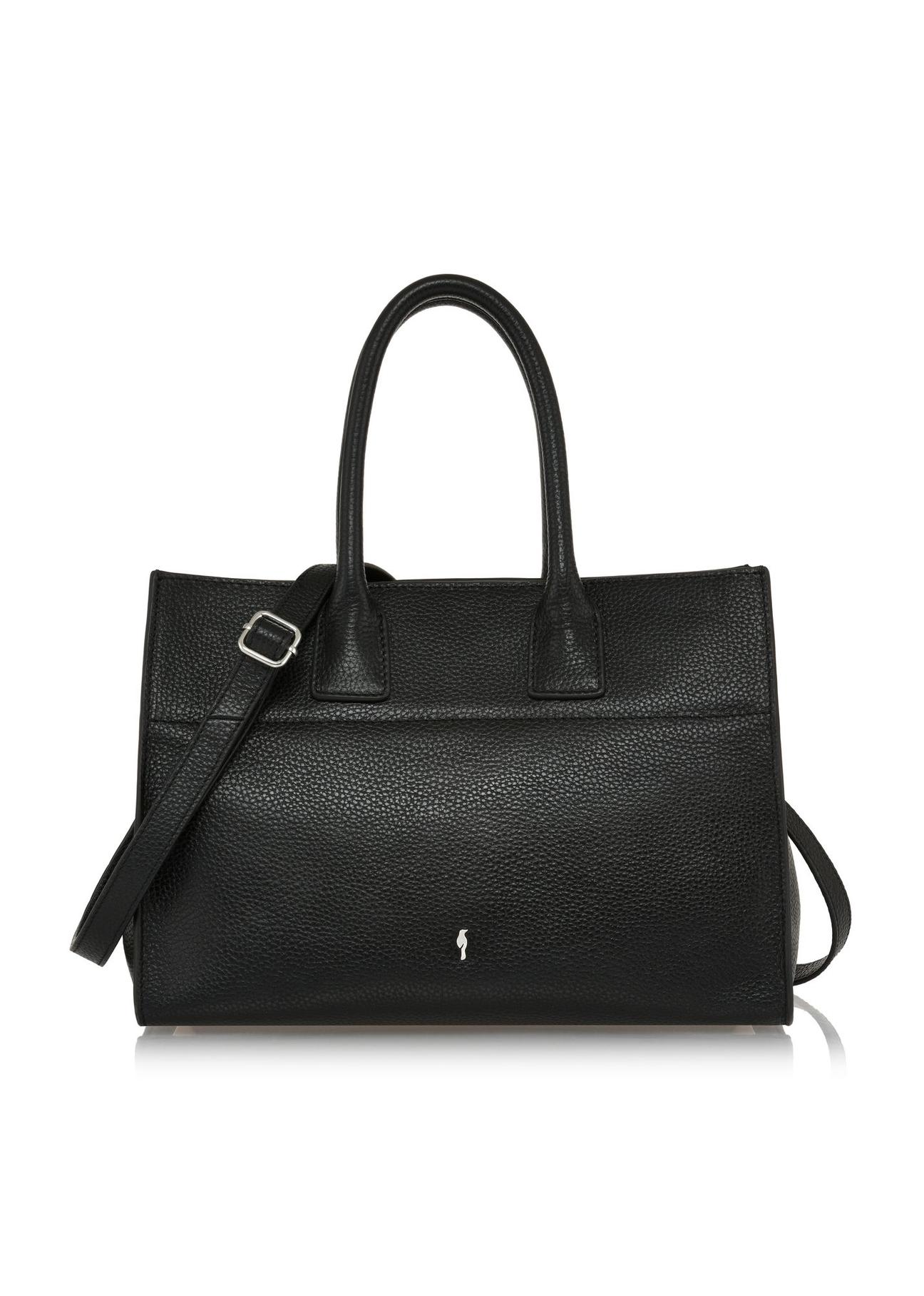 Women's black leather shopper bag TORES-1069-99(Z24)-02