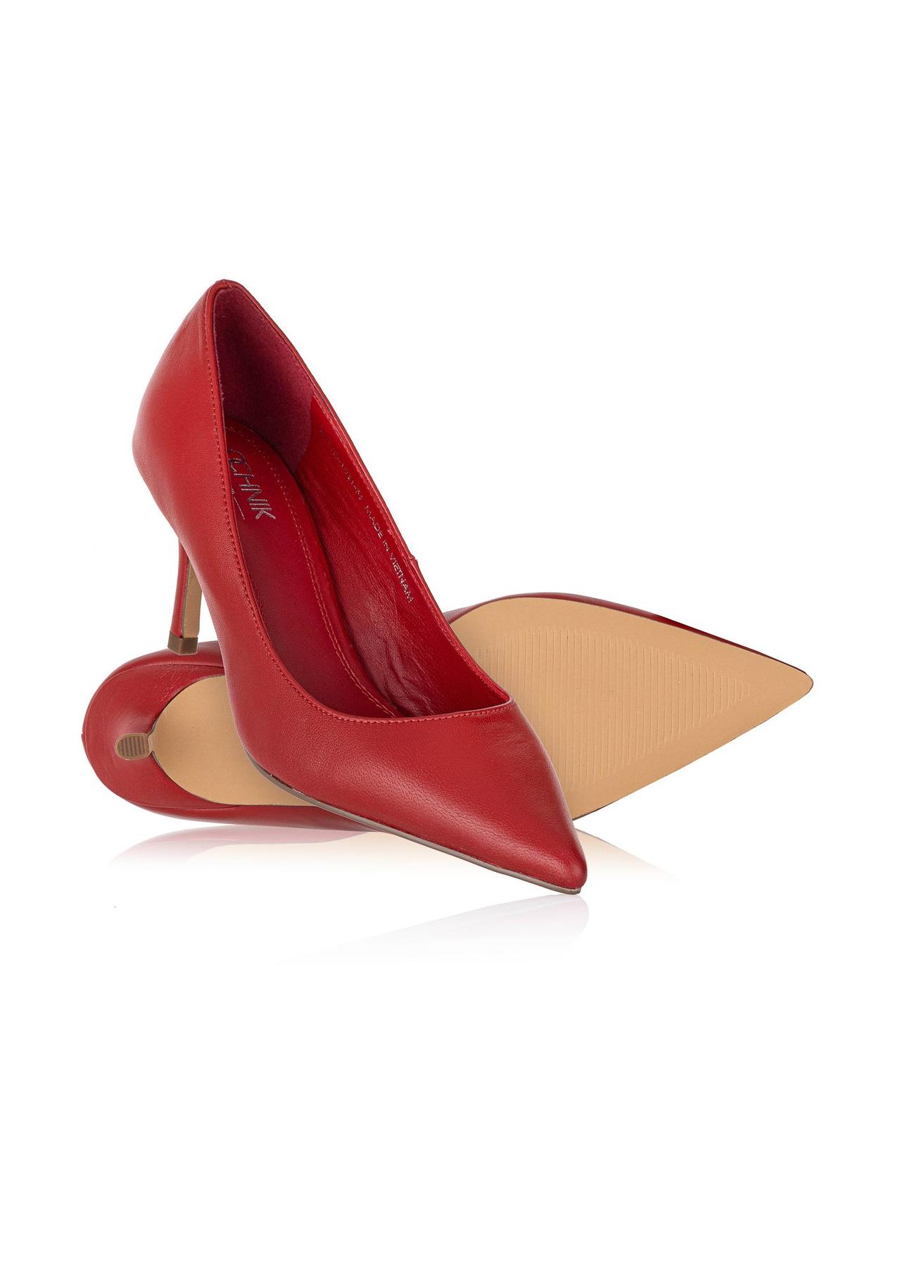 Red leather women's pumps BUTYD-1031-42(Z24)-07