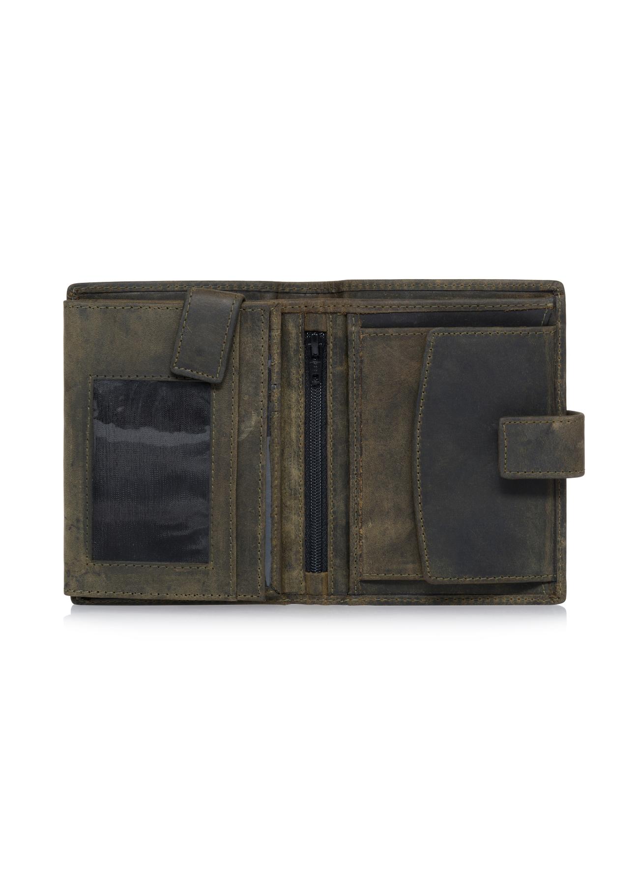 Khaki skórzany portfel męski PORMS-0543-54(W23)