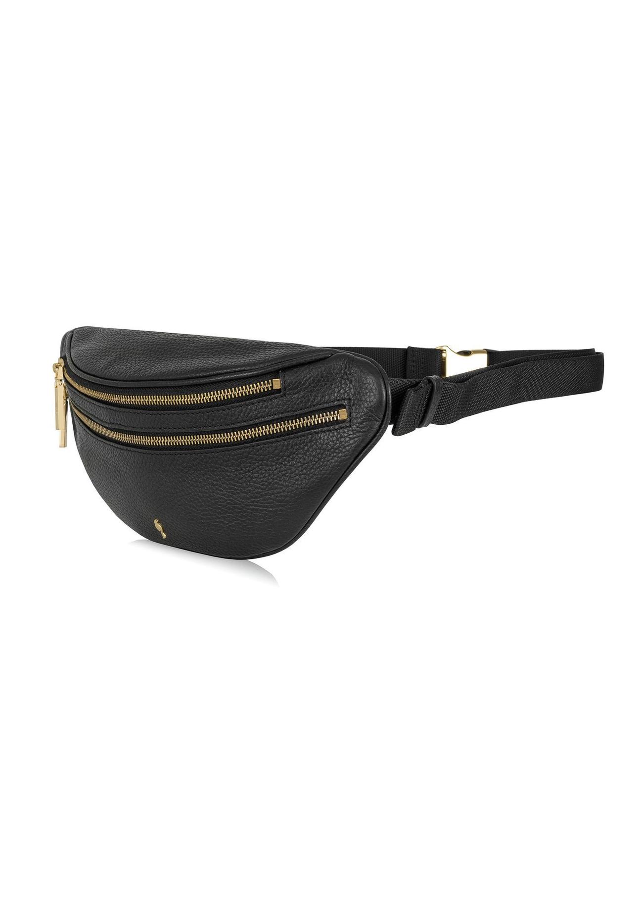 Leather black women's waist bag TORES-0721C-99(Z24)-02