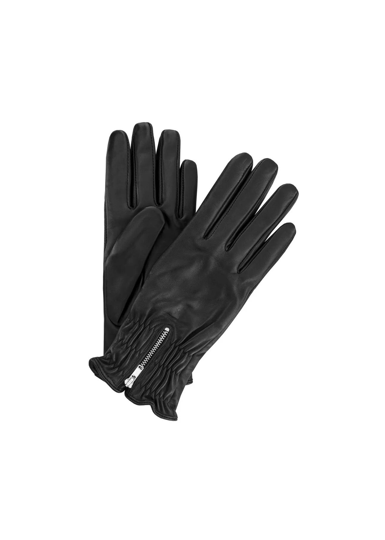 Skórzane rękawiczki damskie ze ściągaczem REKDS-0020-99(Z23)