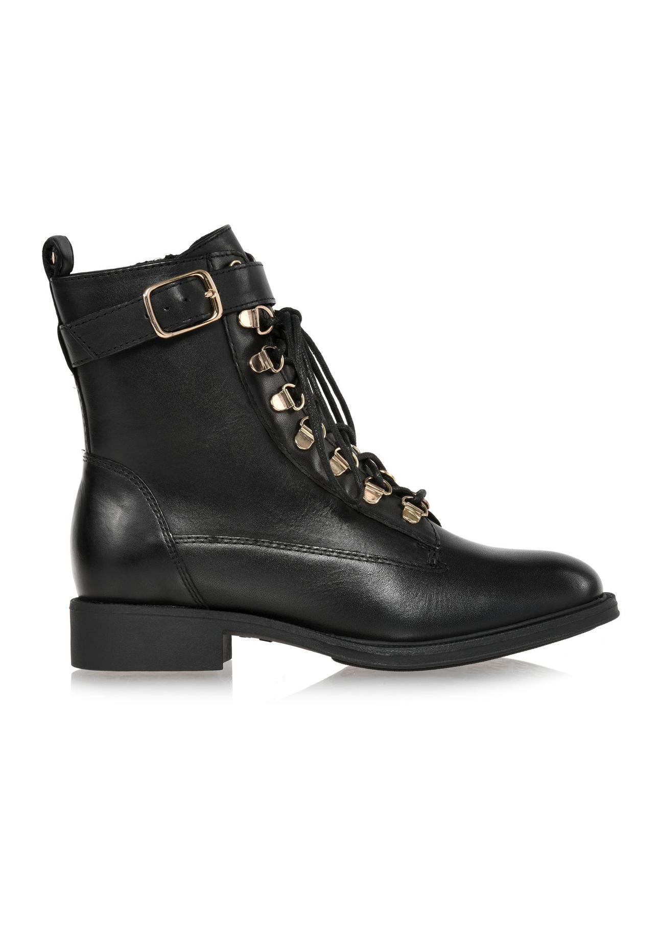 Black leather women's boots BUTYD-1114-99(Z24)-03