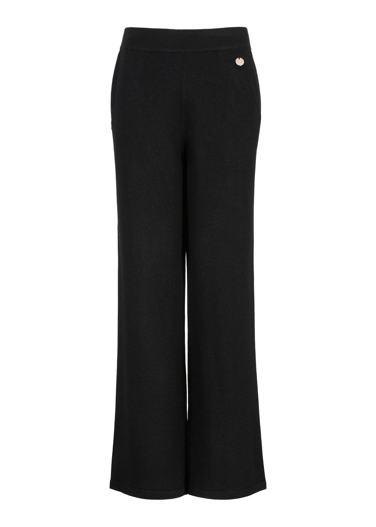 Czarne błyszczące spodnie damskie SPODT-0085-99(Z23)