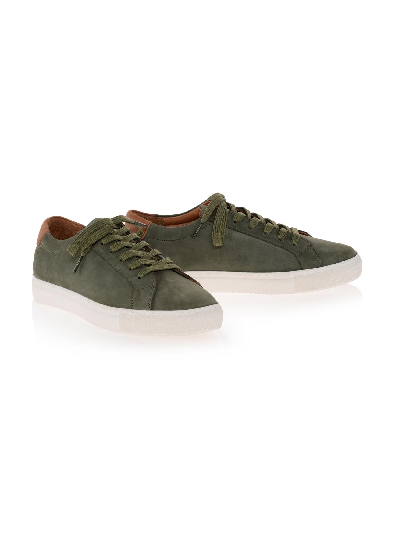 Zielone skórzane sneakersy męskie BUTYM-0438-54(W23)