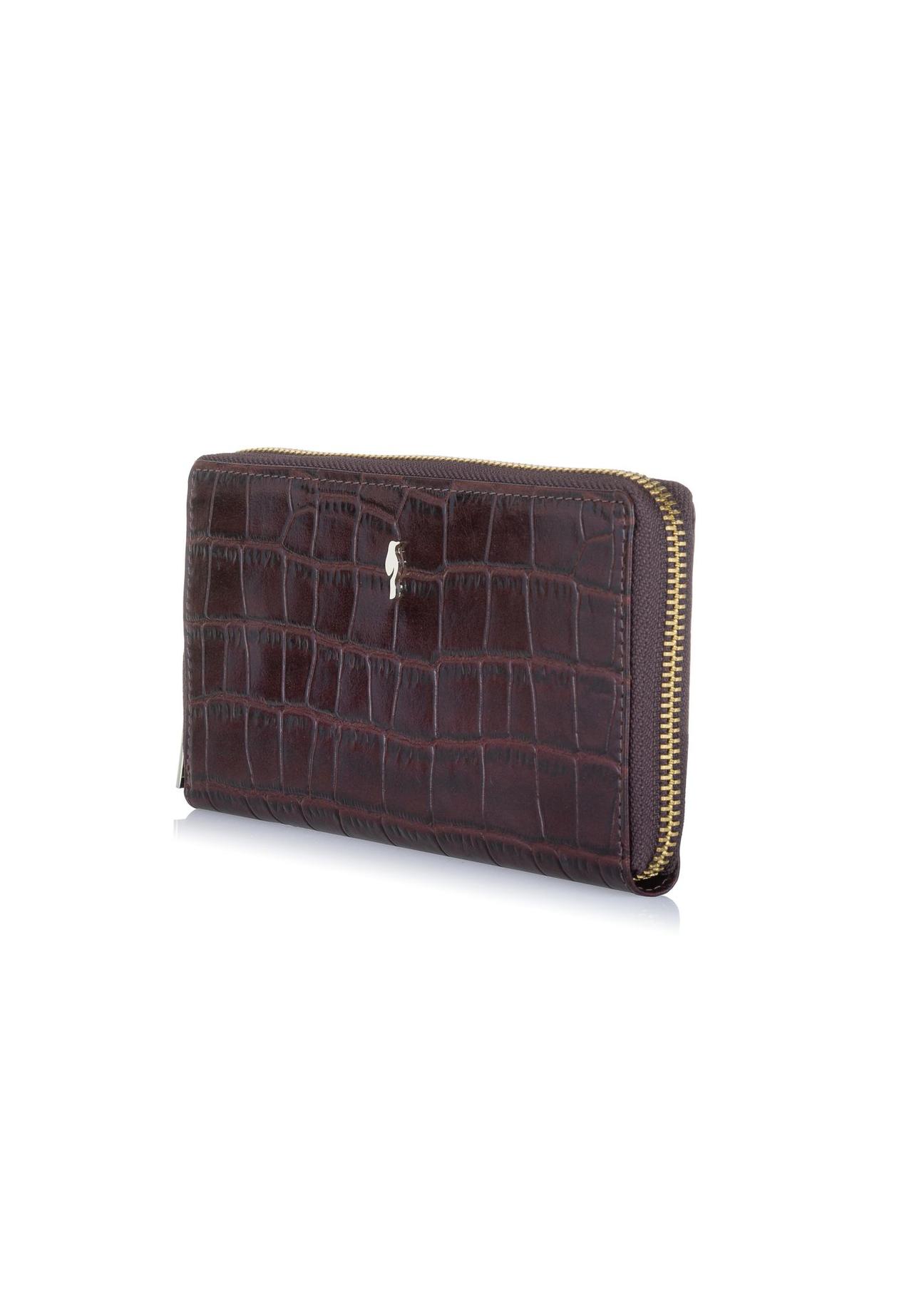 Duży brązowy portfel damski croco PORES-0844-89(W23)