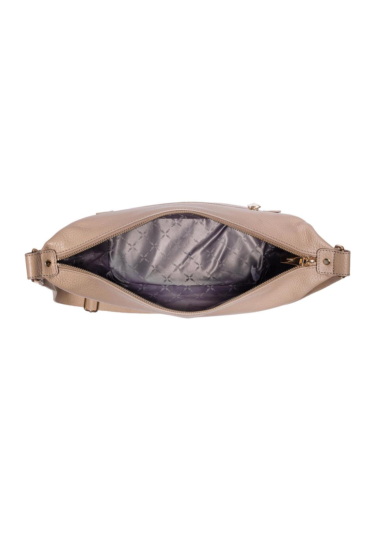 Skórzana torebka damska w kolorze beżowym TORES-0984-81(W24)