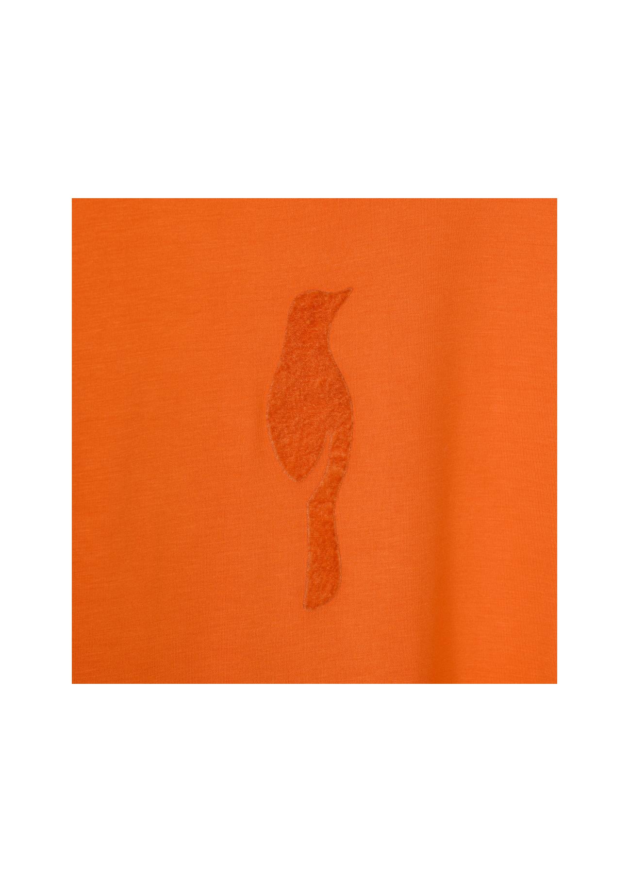Pomarańczowy T-shirt damski z wilgą TSHDT-0090-30(W22)