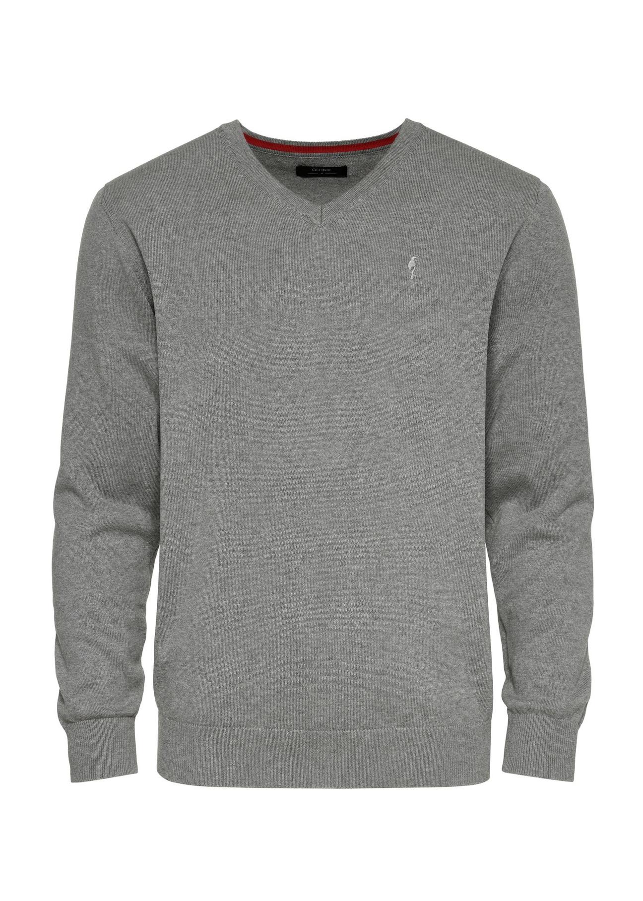 Gray men's sweater with logo SWEMT-0159-91(Z24)-01