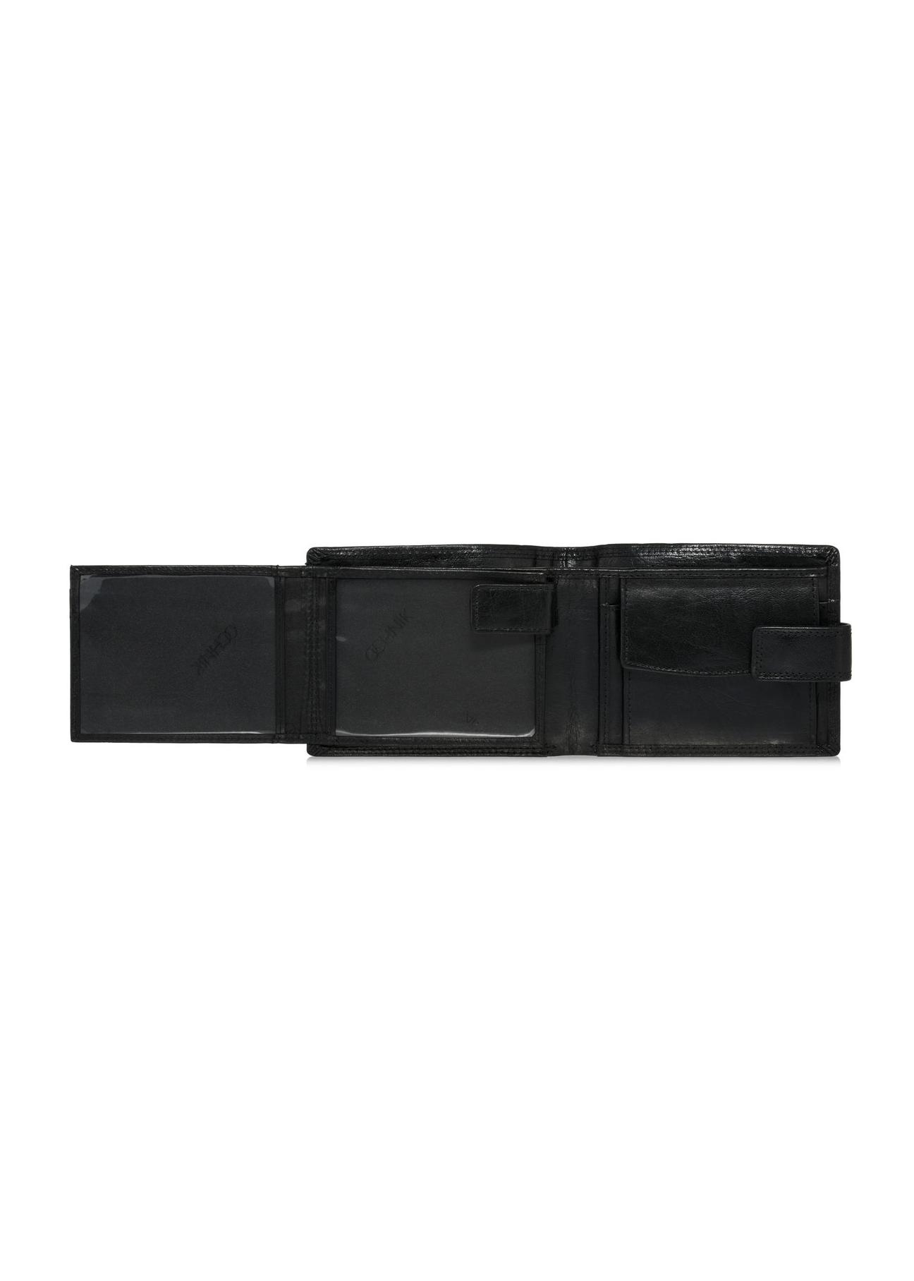 Skórzany zapinany czarny portfel męski PORMS-0553-99(W24)