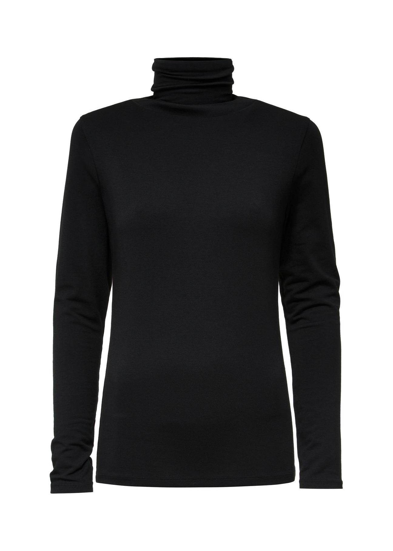 Black women's turtleneck blouse LSLDT-0040-99(Z24)-01