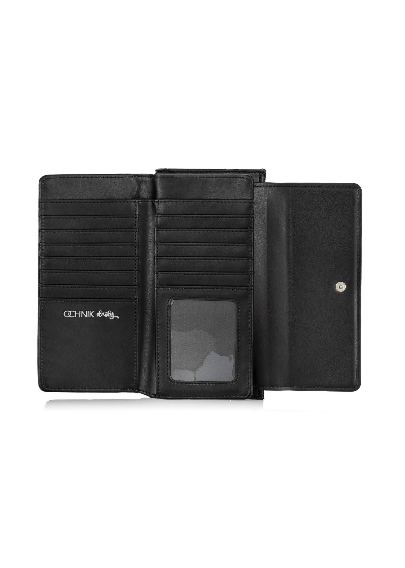 Duży czarny portfel damski z logo POREC-0361-99(W24)