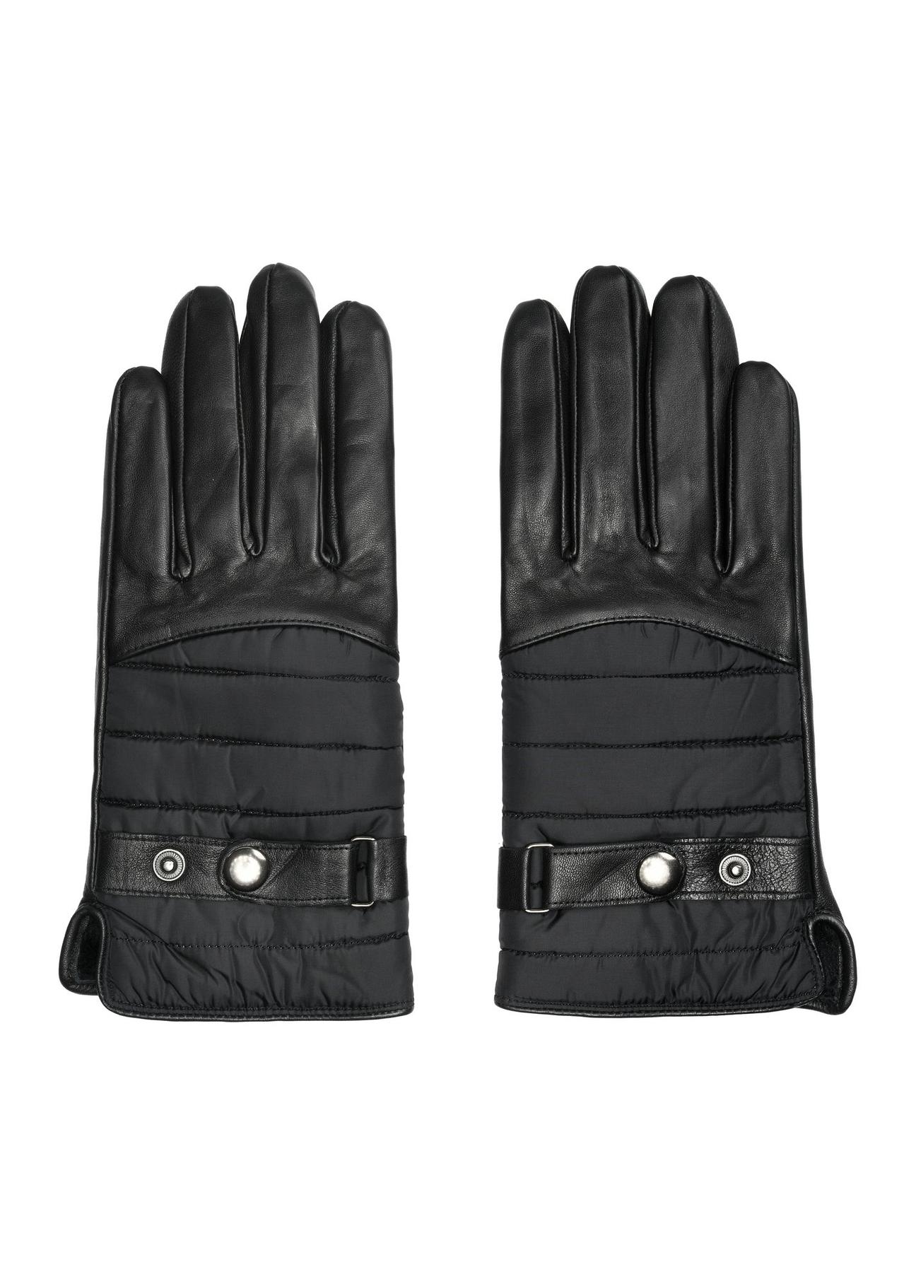 Black leather men's gloves REKMS-0079-99(Z24)