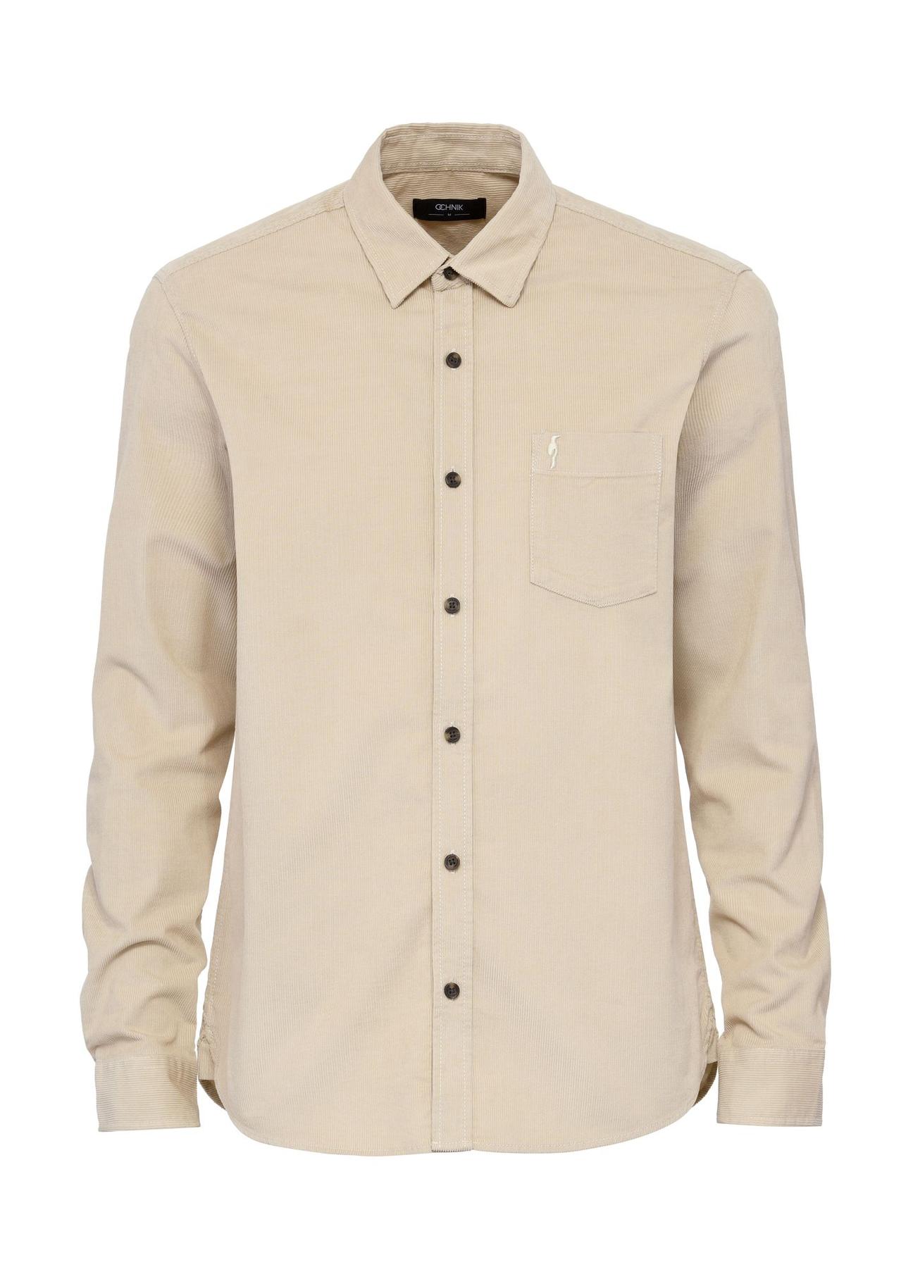 Beige cotton men's shirt KOSMT-0328-81(Z24)-01