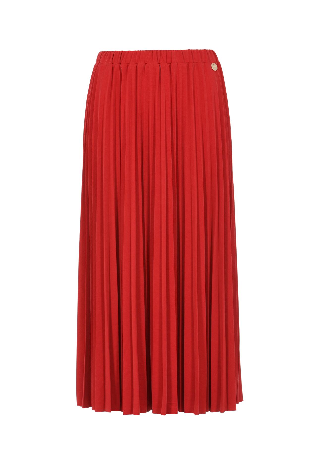 Długa czerwona plisowana spódnica SPCDT-0089-42(W24)