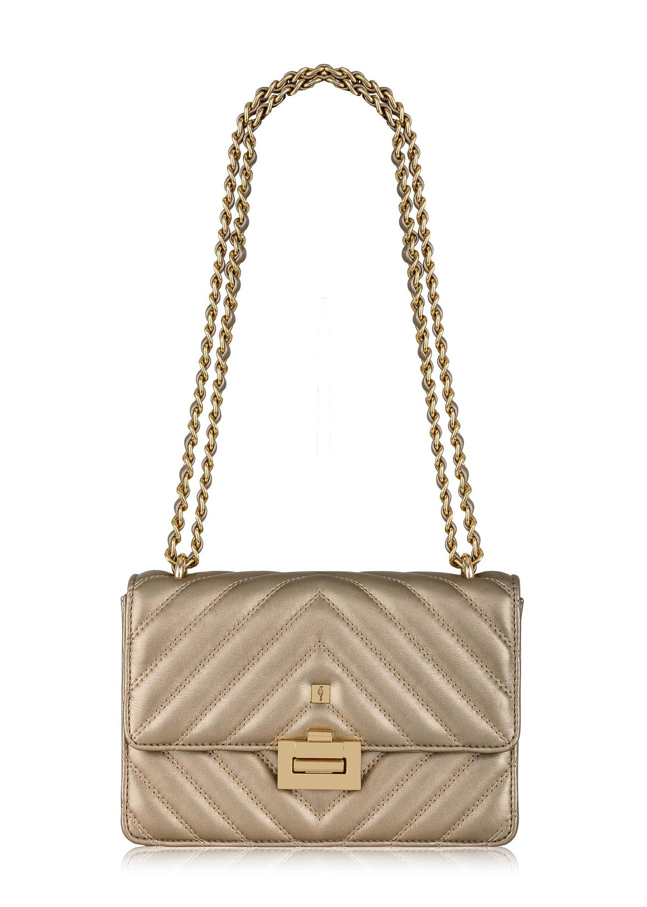 Gold quilted women's handbag TOREC-0528B-28(Z24)-01