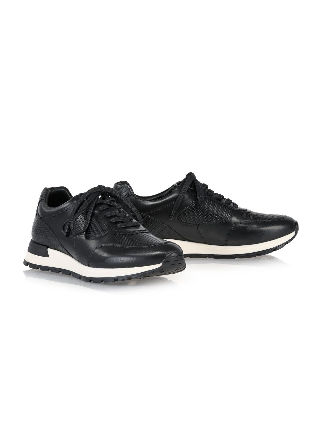 Black leather men's sneakers BUTYM-0480-99(Z24)-02