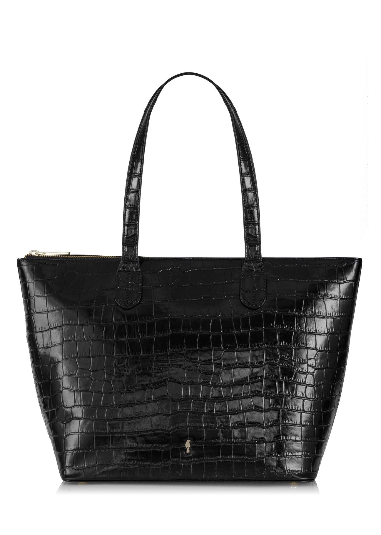 Czarna torebka shopper skórzana TORES-0939-99(Z23)-01