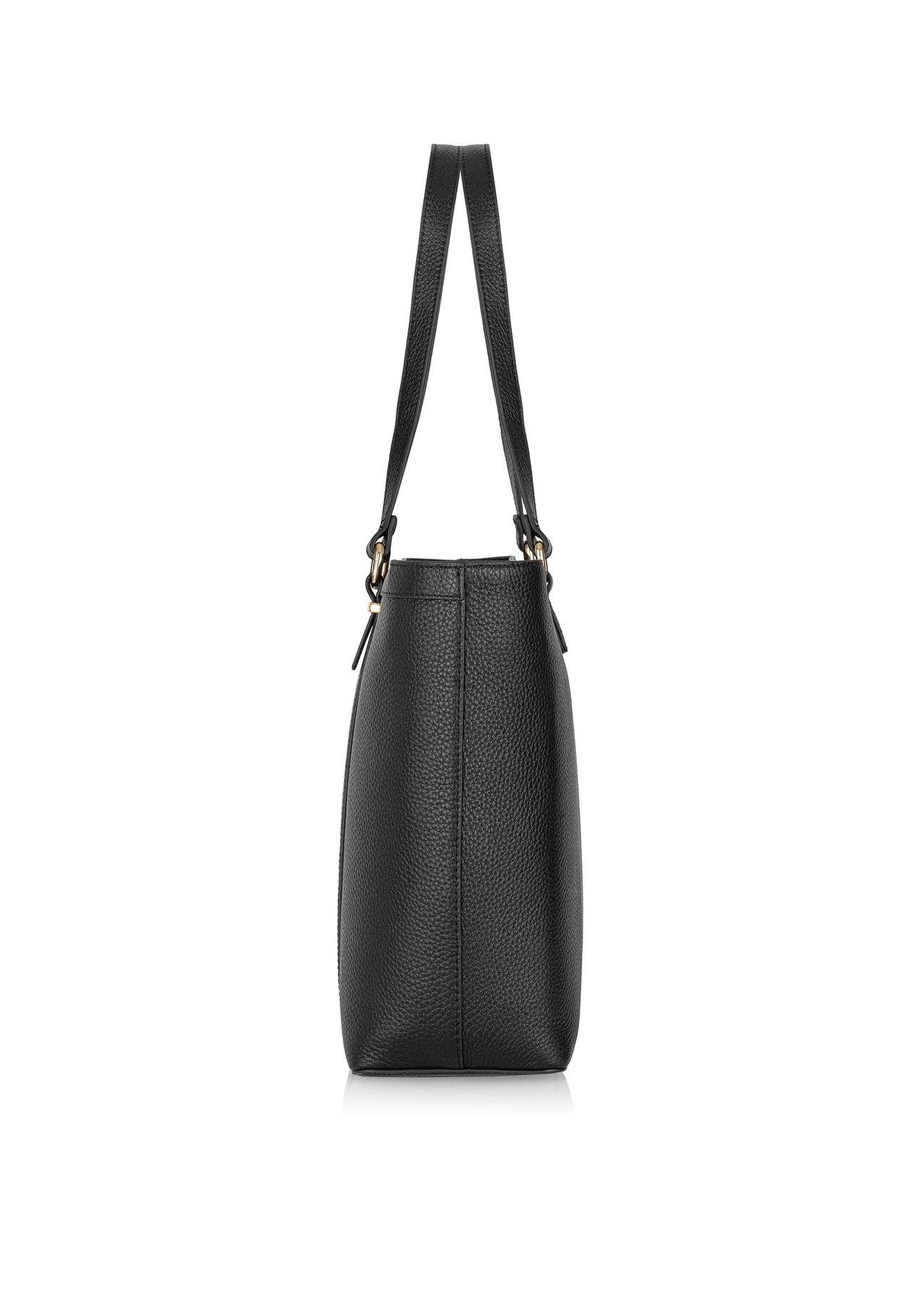 Black leather women's shopper bag TORES-1038-99(Z24)-03