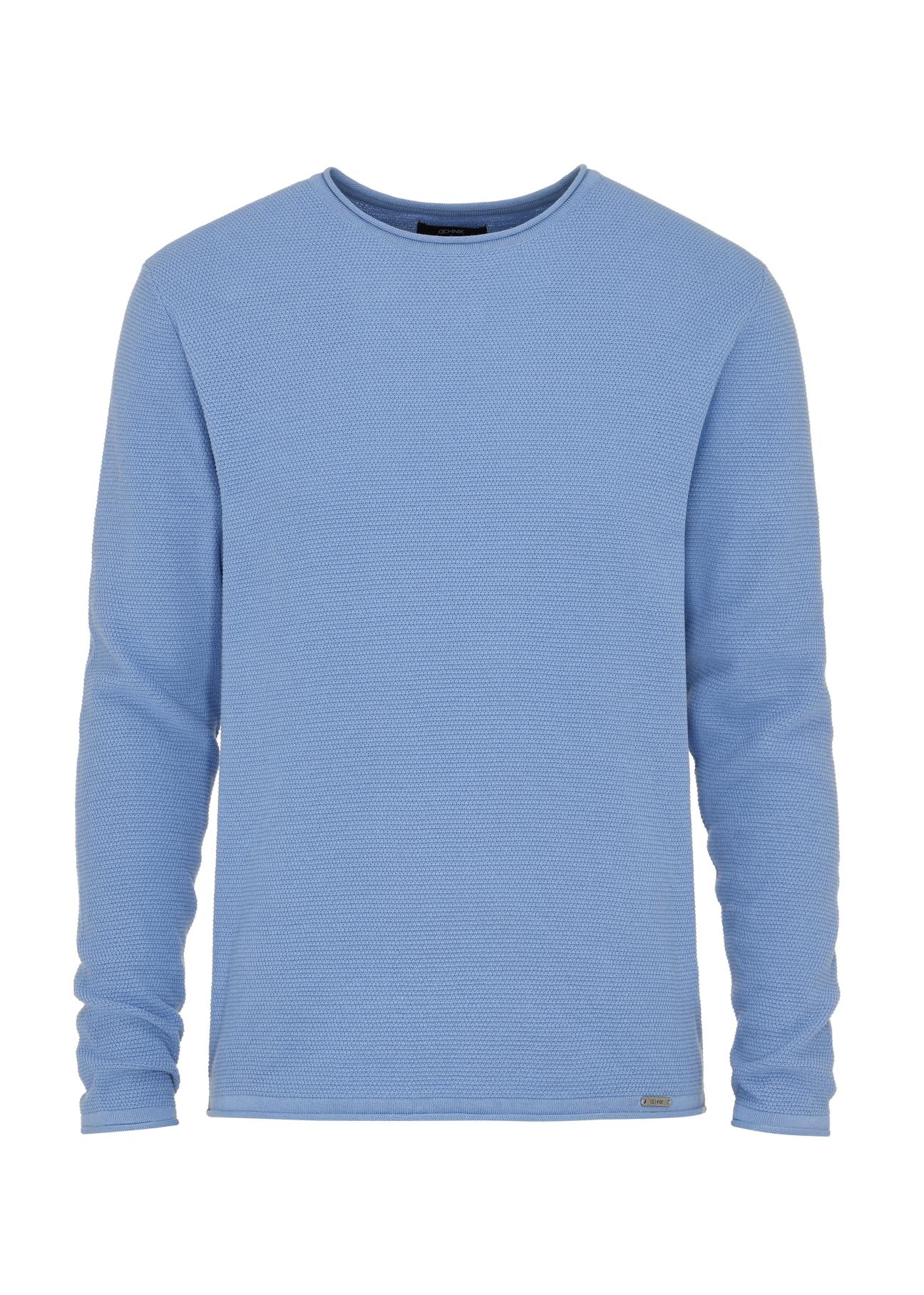 Niebieski sweter męski basic SWEMT-0128-62(W24)