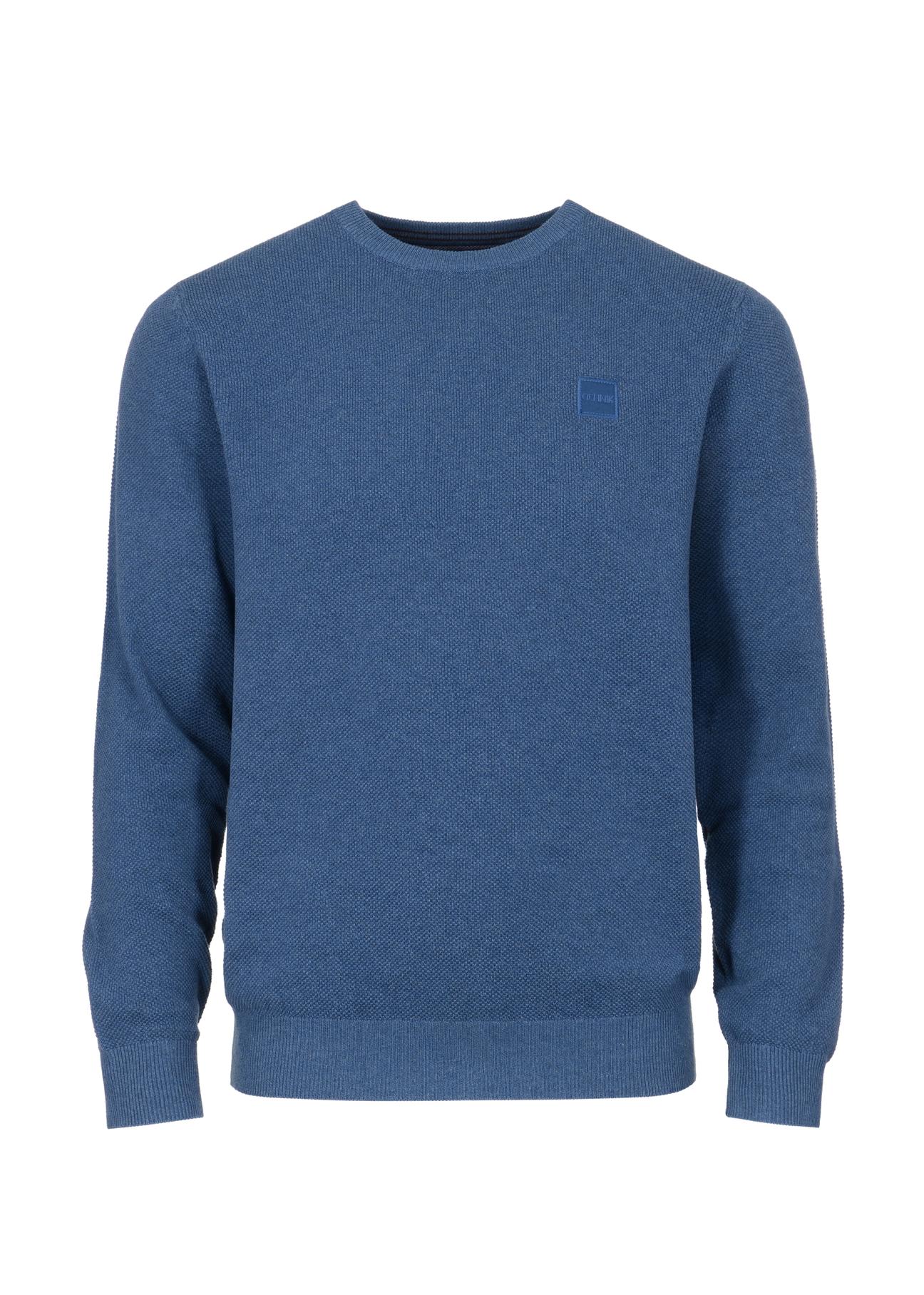 Niebieski bawełniany sweter męski z logo SWEMT-0135-60(Z23)