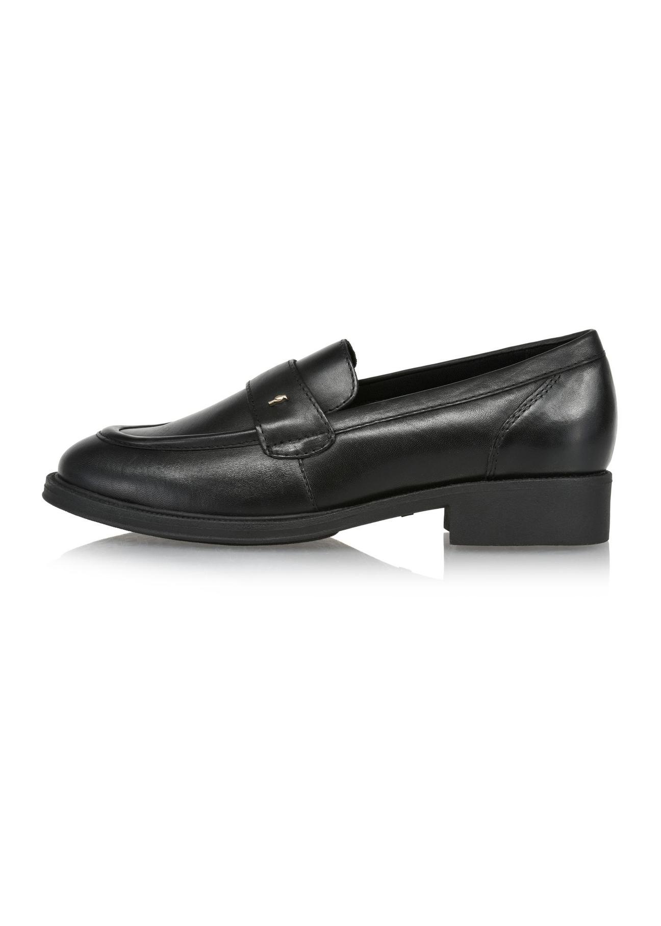 Black leather women's loafers BUTYD-1117-99(Z24)-03