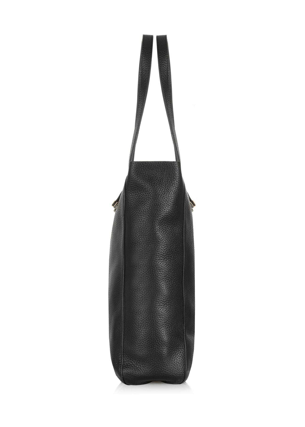 Women's black leather shopper bag TORES-1037-99(Z24)-04