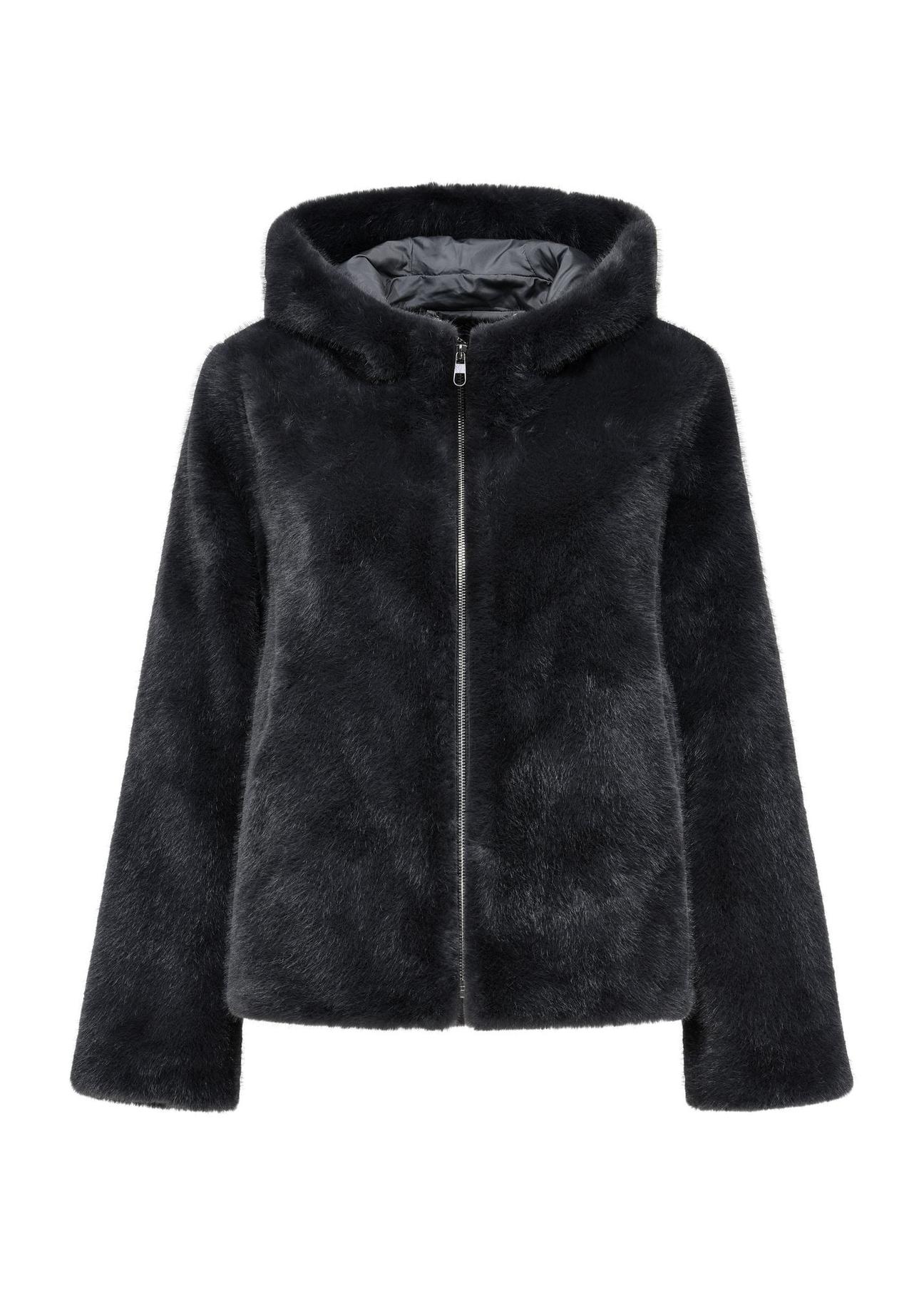 Gray short women's fur coat FUTDP-0049-91(Z24)-06