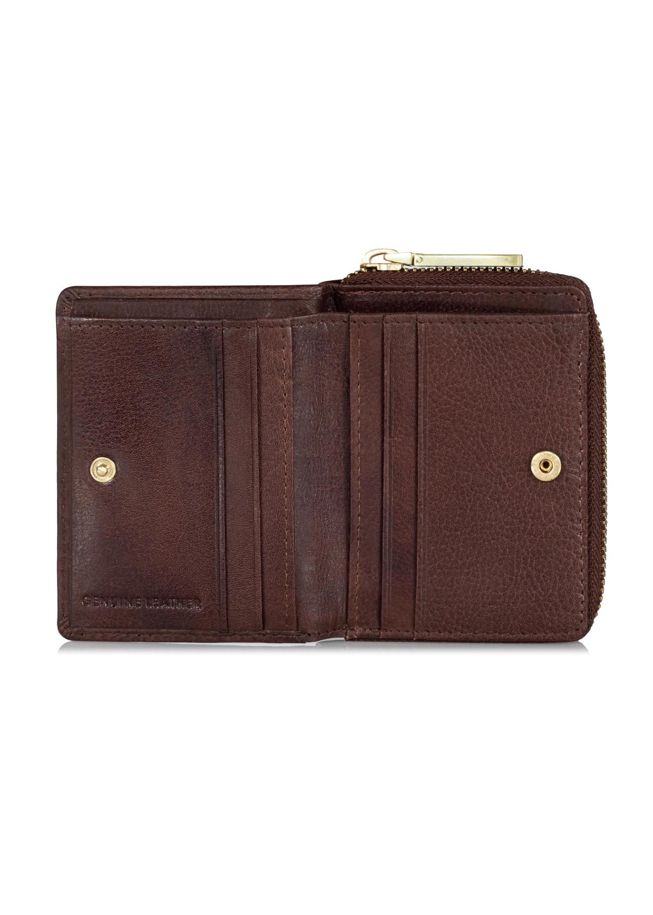 Mały brązowy skórzany portfel damski PORES-0810A-88(Z23)